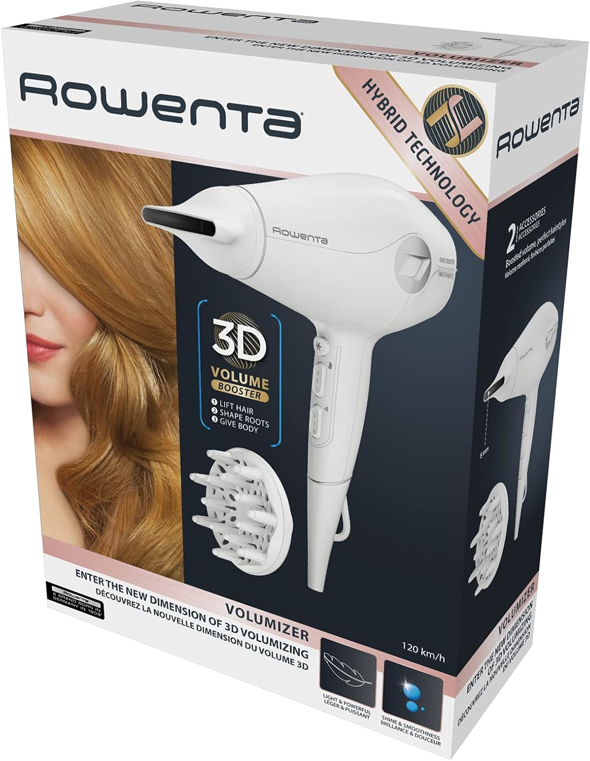 Rowenta - Sèche-cheveux hybride 2400W, diffuseur volume, CV6130F0