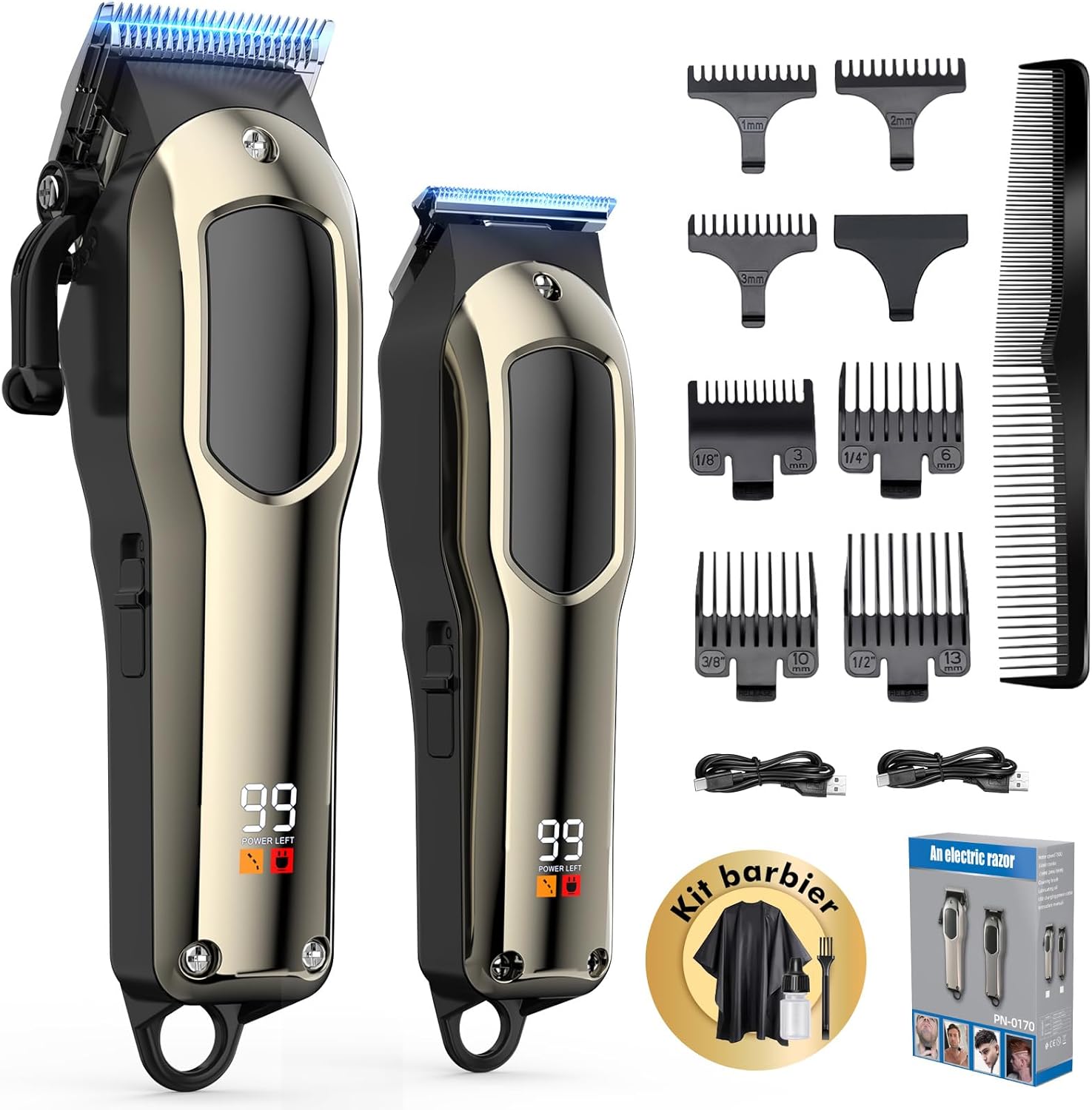 Tondeuse cheveux homme - kit professionnel barbe et coiffure - outils multifonctions - coupe précise - pour usage famili