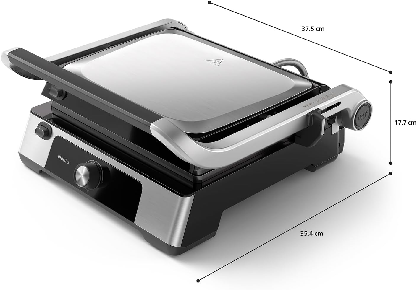 Philips - Grill de contact - surface XL, température réglable, plaques amovibles, HD6301/90
