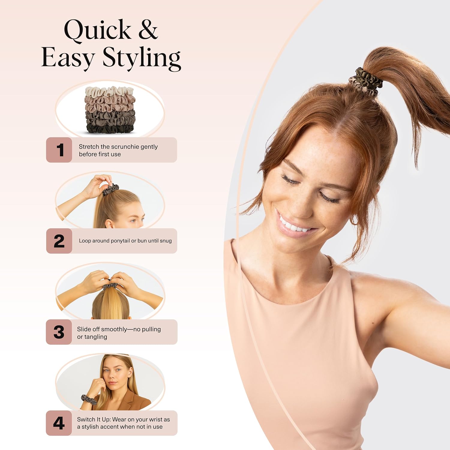 Kitsch - Chouchous satin ultra-fins - lot de 6 - doux anti-frisottis