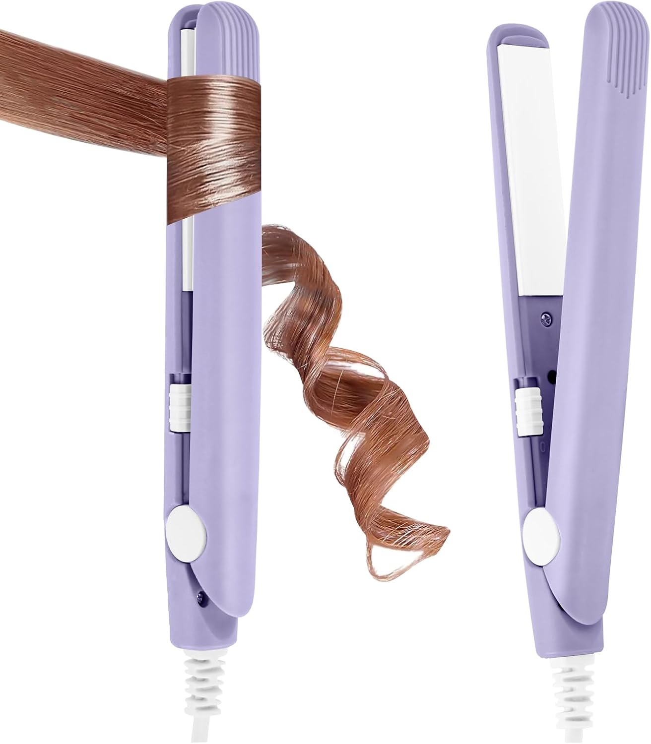 LOPHE - Mini fer à lisser 2 en 1, 110-220V, chauffe rapide 10s, violet