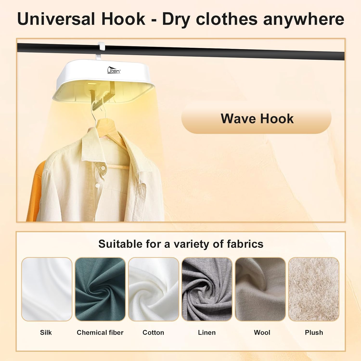 Uten - Mini Séchoir 600 W - Compact - Séchage rapide, minuterie, arrêt auto