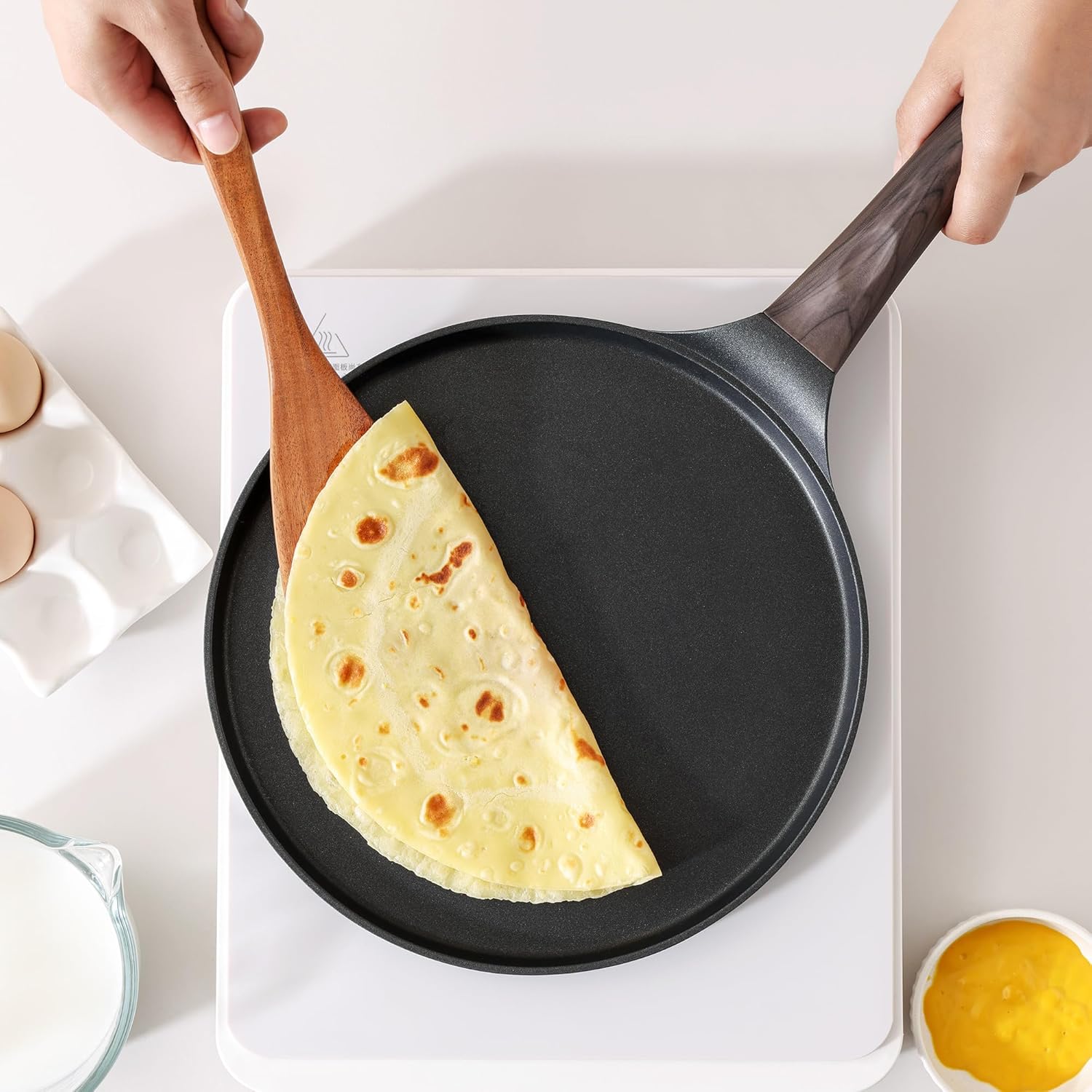 SENSARTE - Poêle à crêpes 26cm - antiadhésif granit, induction, poignée ergonomique