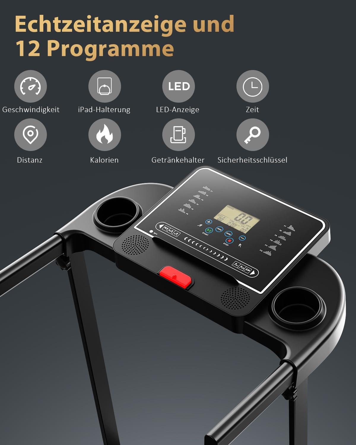 Tapis de course pliable - compact, silencieux, 10 km/h, motorisé, pour maison/bureau