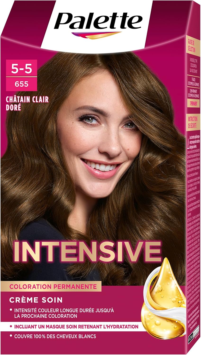 Schwarzkopf - Palette coloration permanente - couvre cheveux blancs, soin longue durée, châtain clair doré - 655