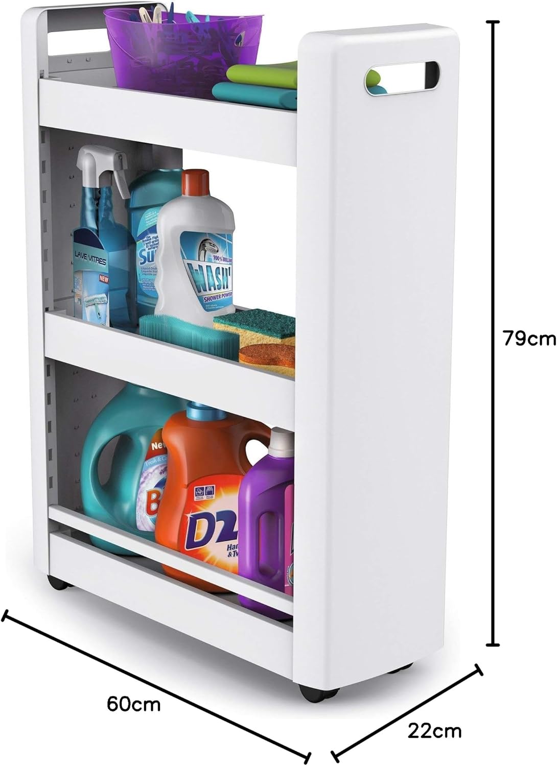 EDA - Desserte Mobilio 3 étagères, 60x22x79cm, polypropylène blanc, EDA10495BLPX25