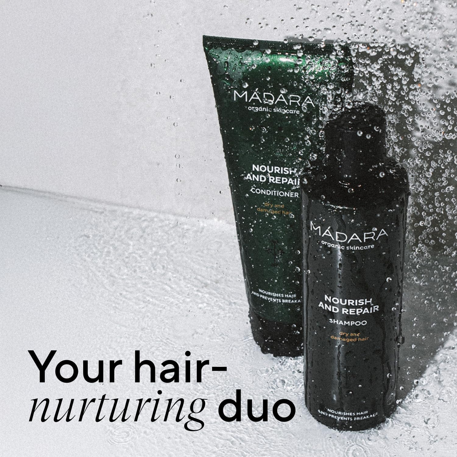 MÁDARA - Hair Repair Kit - 250ml/200ml/90ml - Shampooing, après-shampooing, spray micro-kératine, vegan