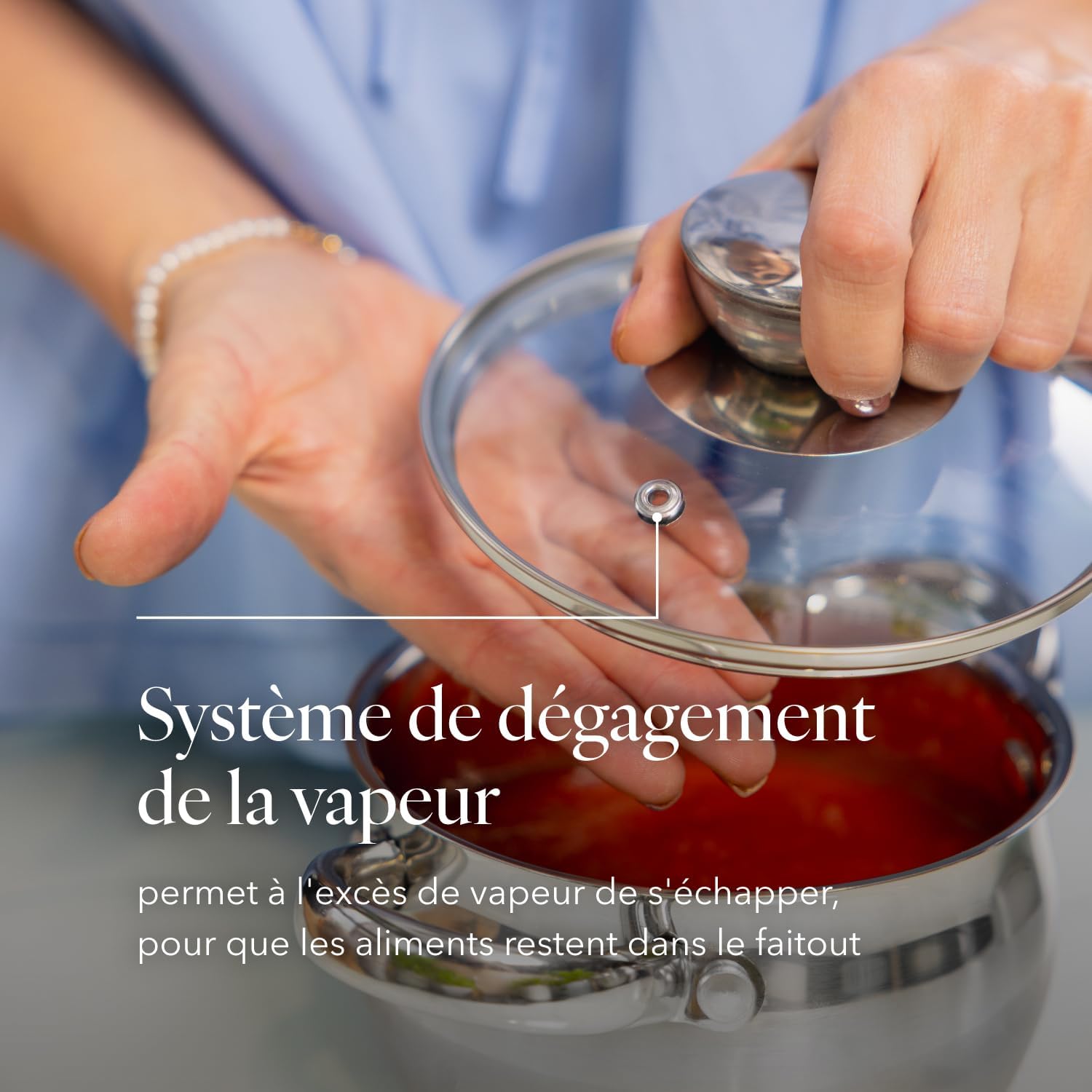 FLORINA - Faitout Oliver 24 cm, inox 6L, couvercle verre, induction