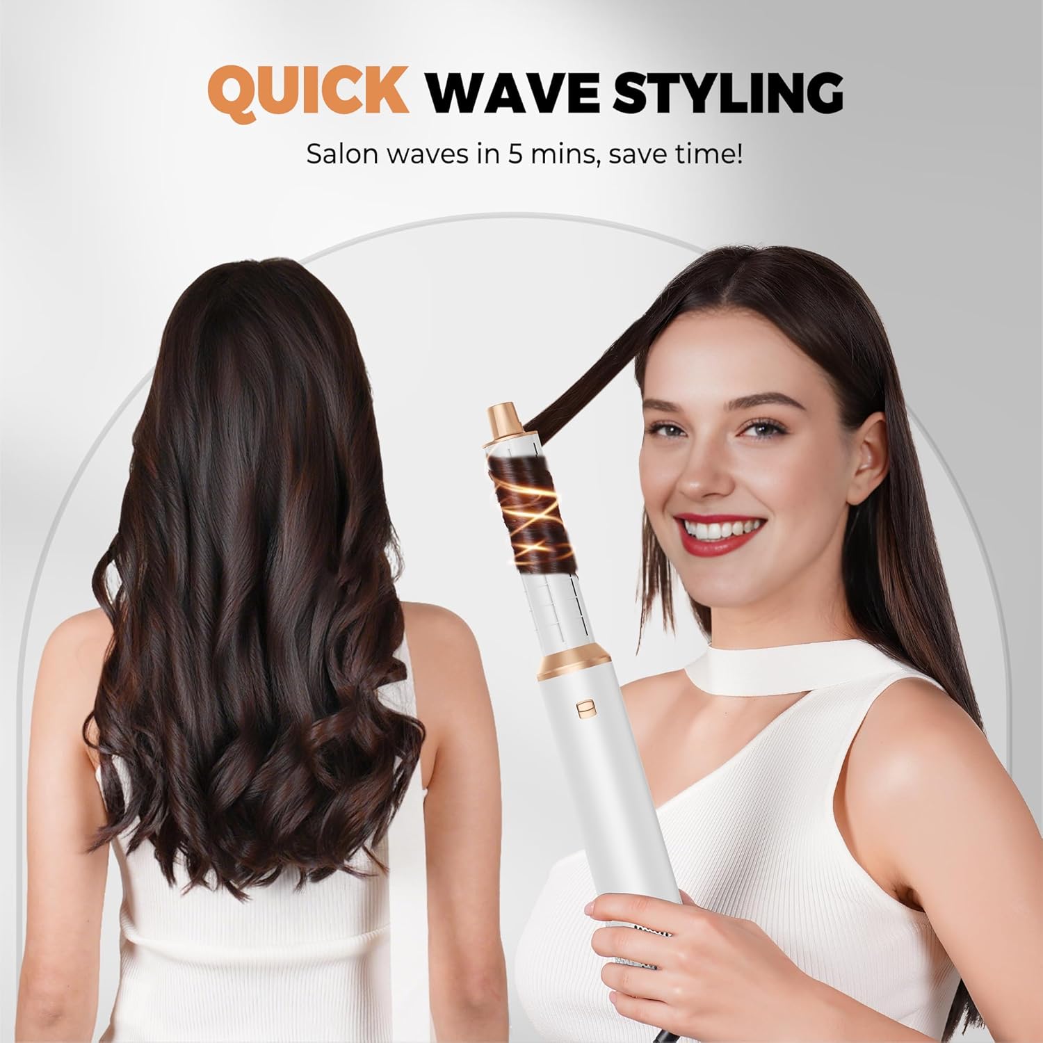 OKWRAP - Airbrush 5 en 1 - Styler ionique, brushing, boucle, lisse