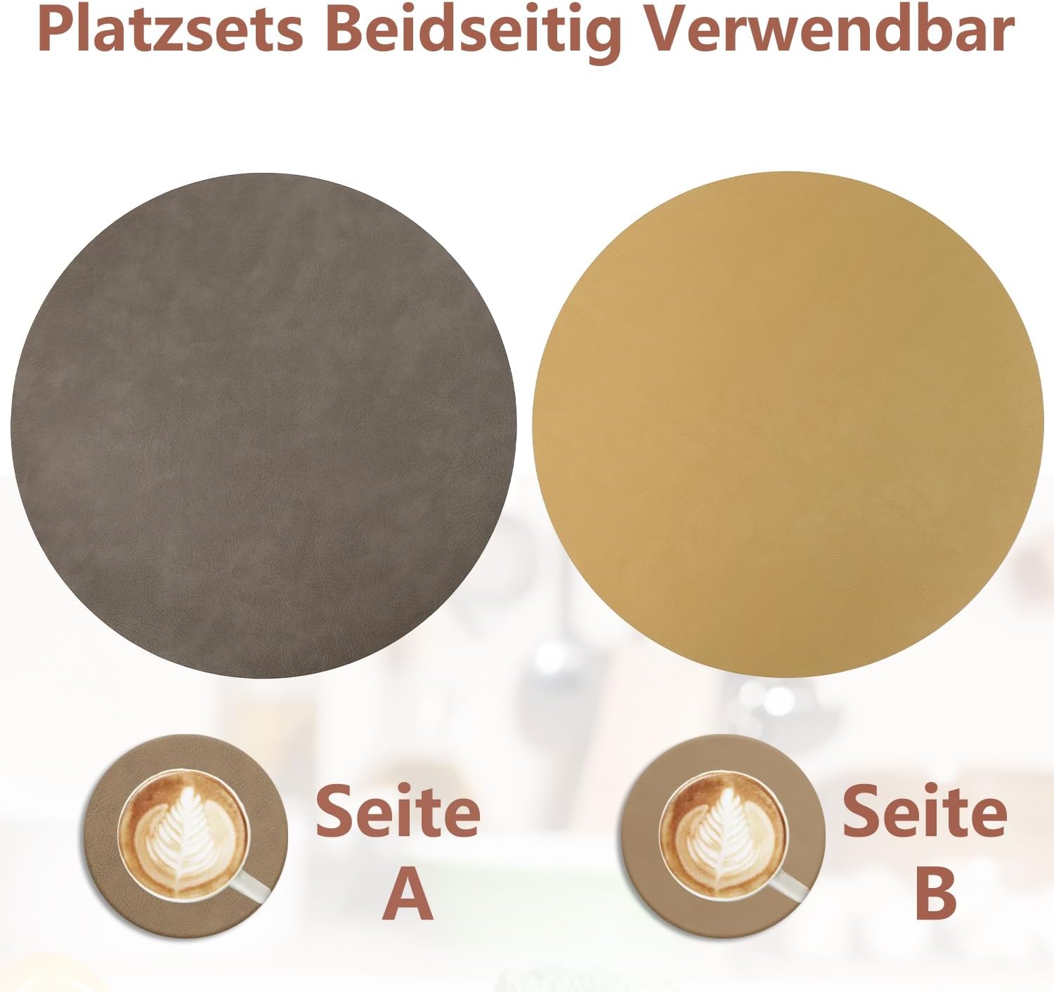 Set de table - cuir PU double face - 36x36cm - lavable, antidérapant, lot de 6