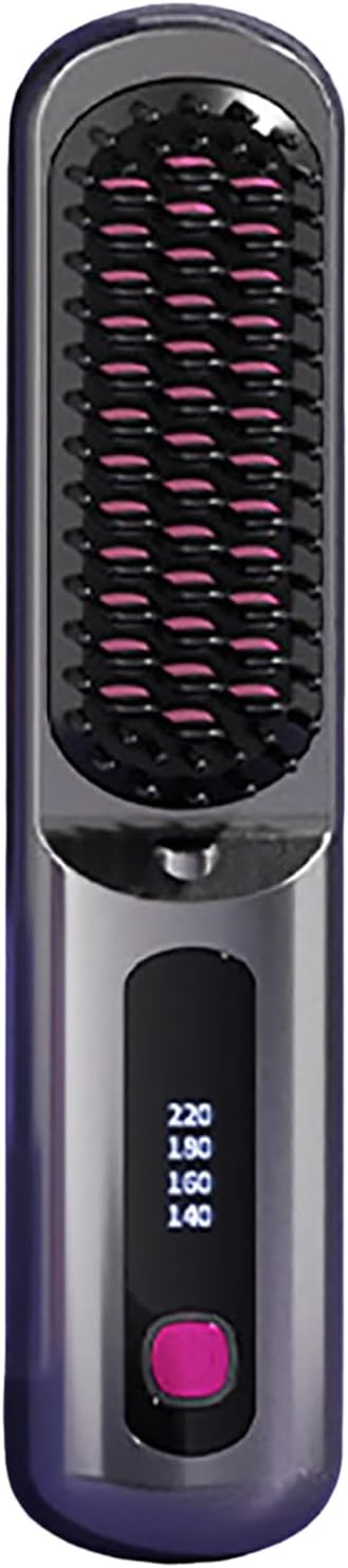 Brosse chauffante cheveux courts - 3 niveaux, LED, USB rechargeable, portable