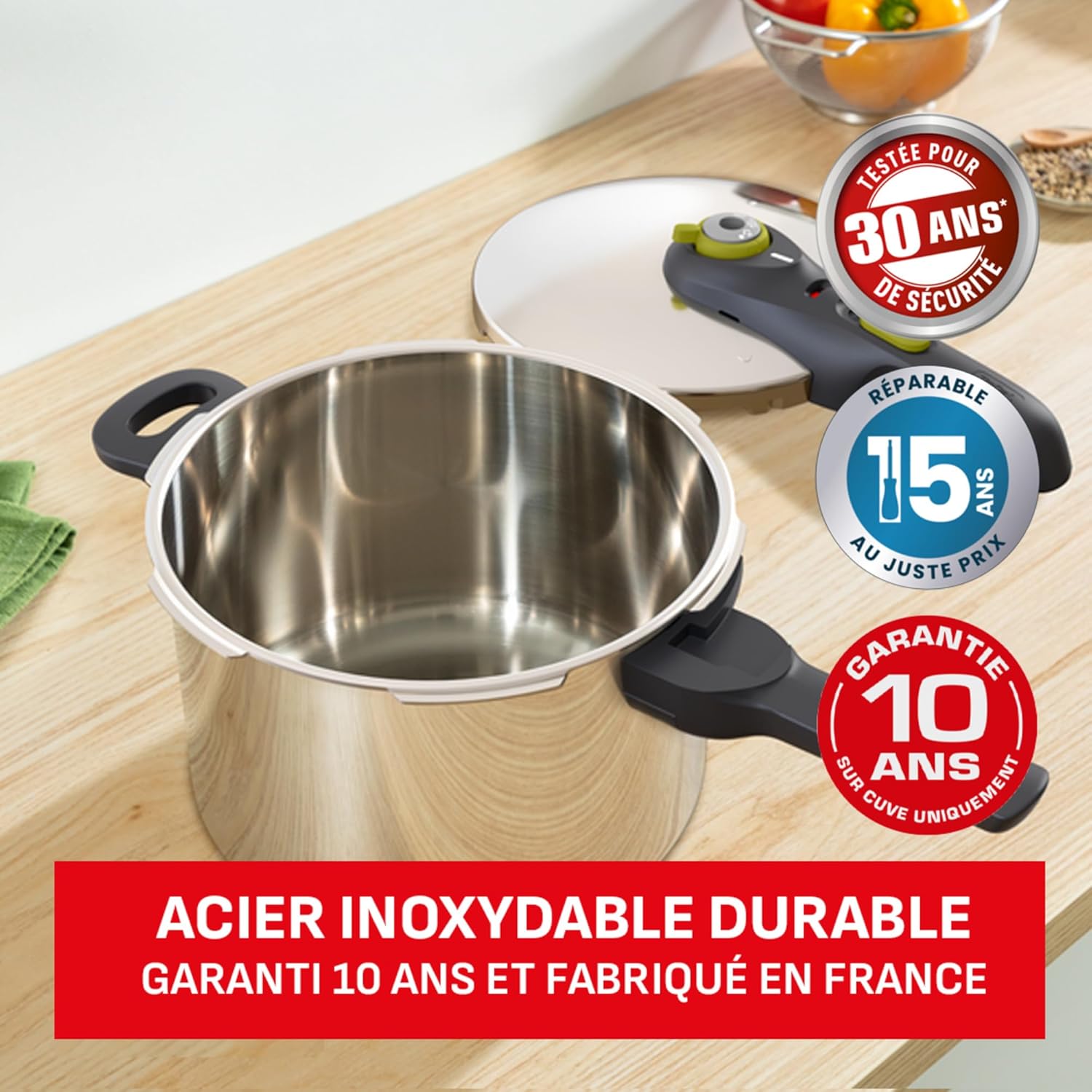 Tefal - Secure 5 Neo - 6L inox - cuisson rapide, 2 programmes, P2530738