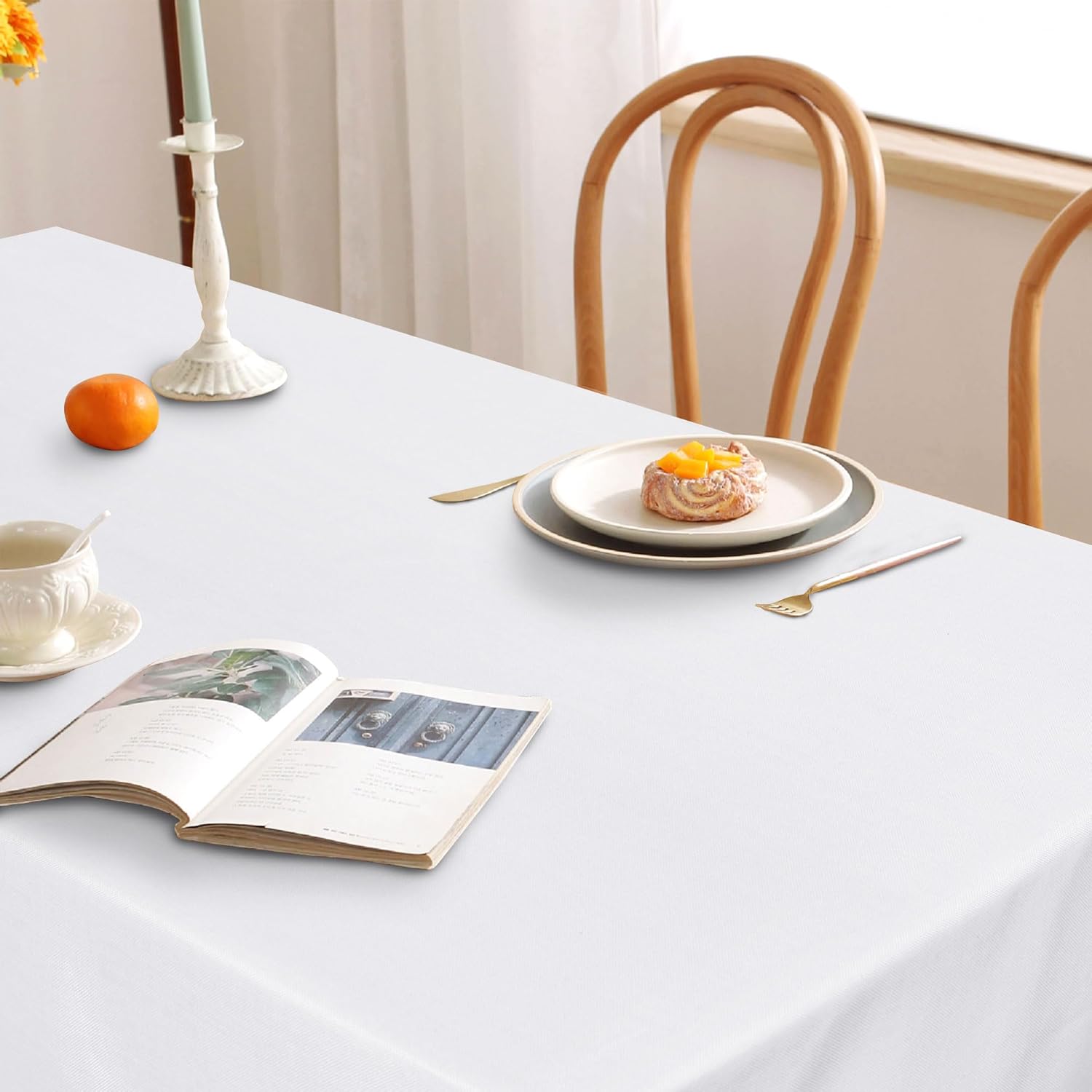 DWCN - nappe aspect lin lavable, imperméable 135x160cm, anti-tache