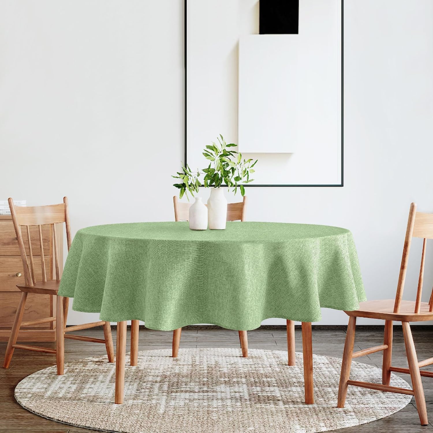 DWCN - nappe ronde effet lin 140 cm - lavable et imperméable