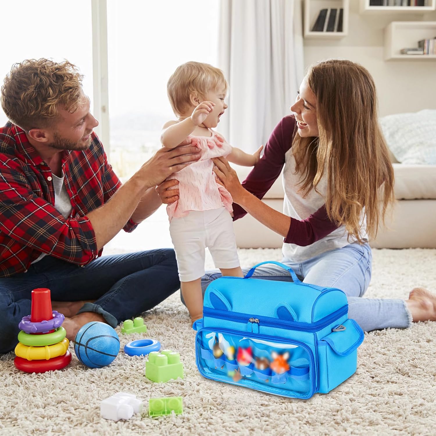 Étui de transport - compatible Toniebox 2/1 - joli sac rangement - pour figurines, écouteurs et accessoires