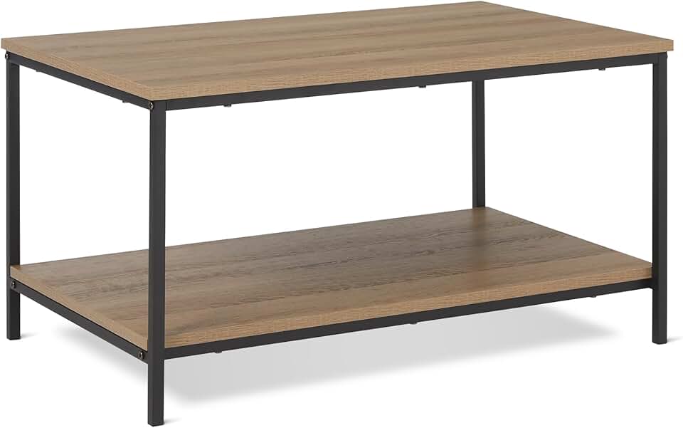 maxii-dealz Basics - table basse moderne avec étagère, 50,5x80x42cm, chêne