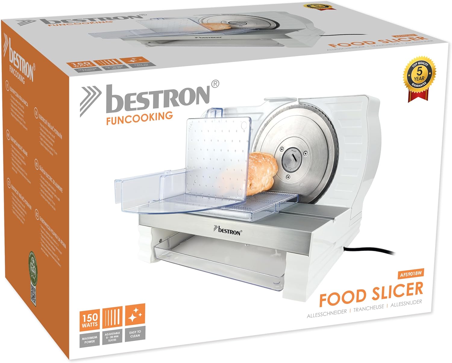 Bestron - trancheuse à pain - réglage 0 à 20mm, lame inox, bouton changement - RSG