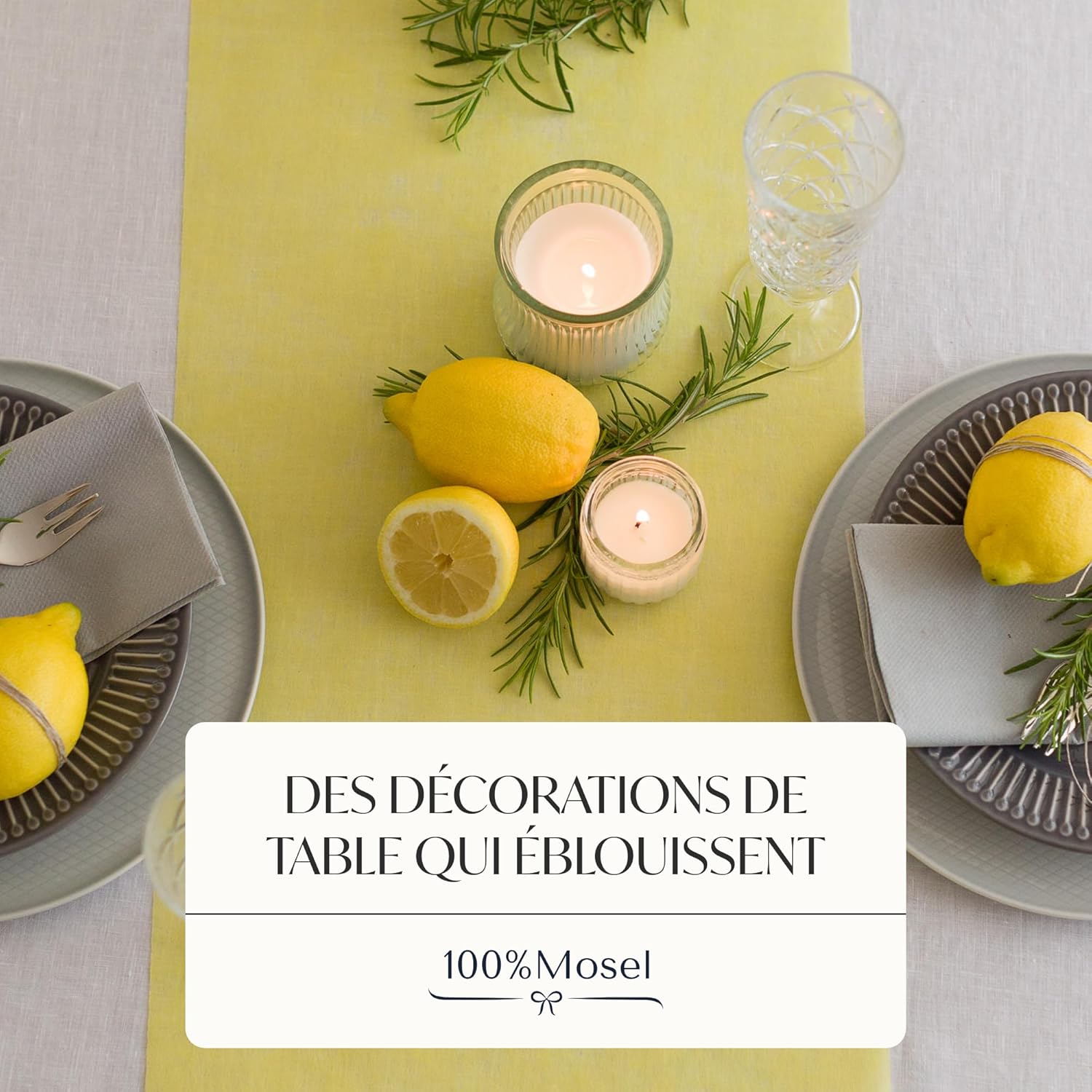 100%Mosel - Chemin de Table Pastel - 30x250cm - non-tissé, décoratif