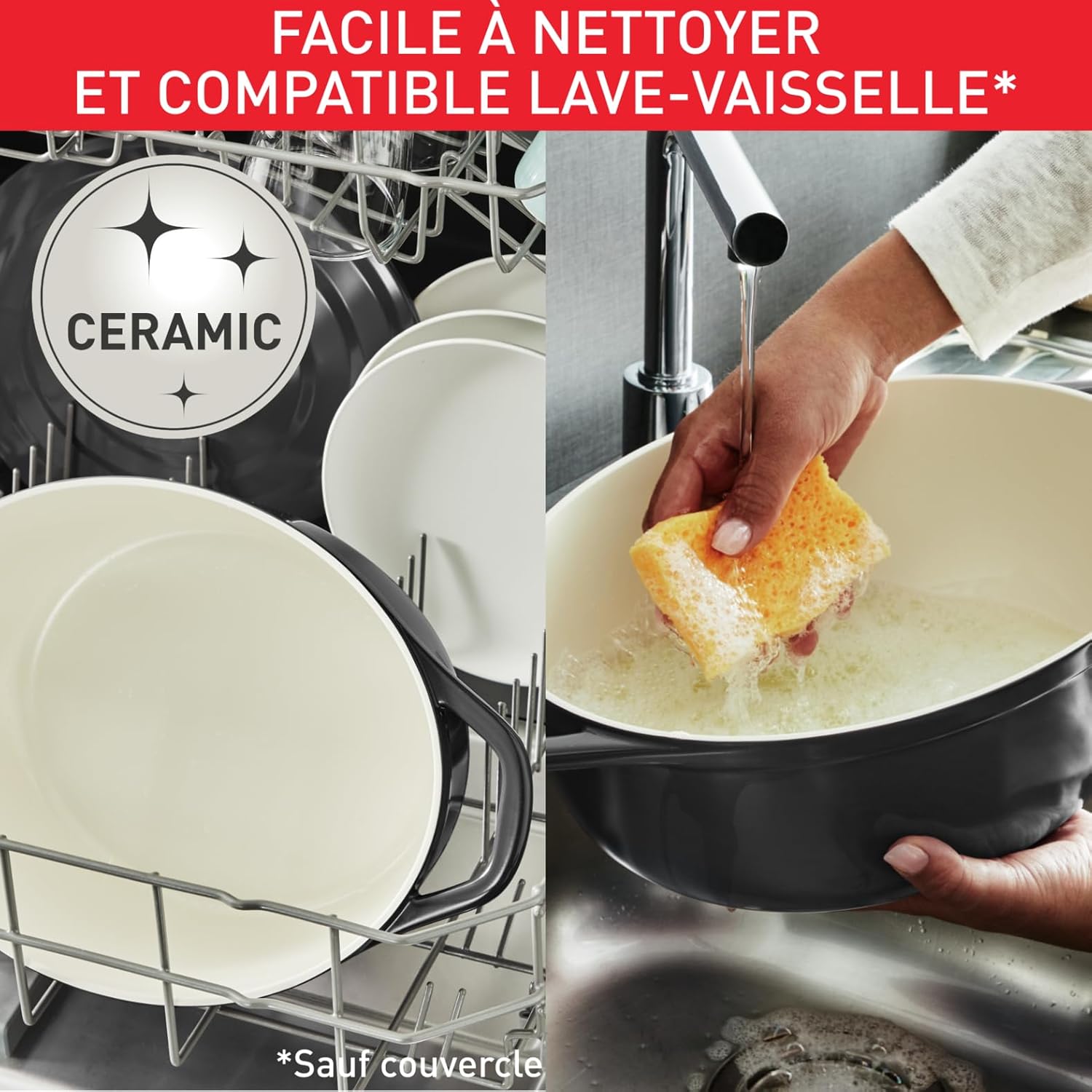 Tefal - cocotte ovale Air - 30x23cm, 5,7L, fonte légère, couvercle, E2558904
