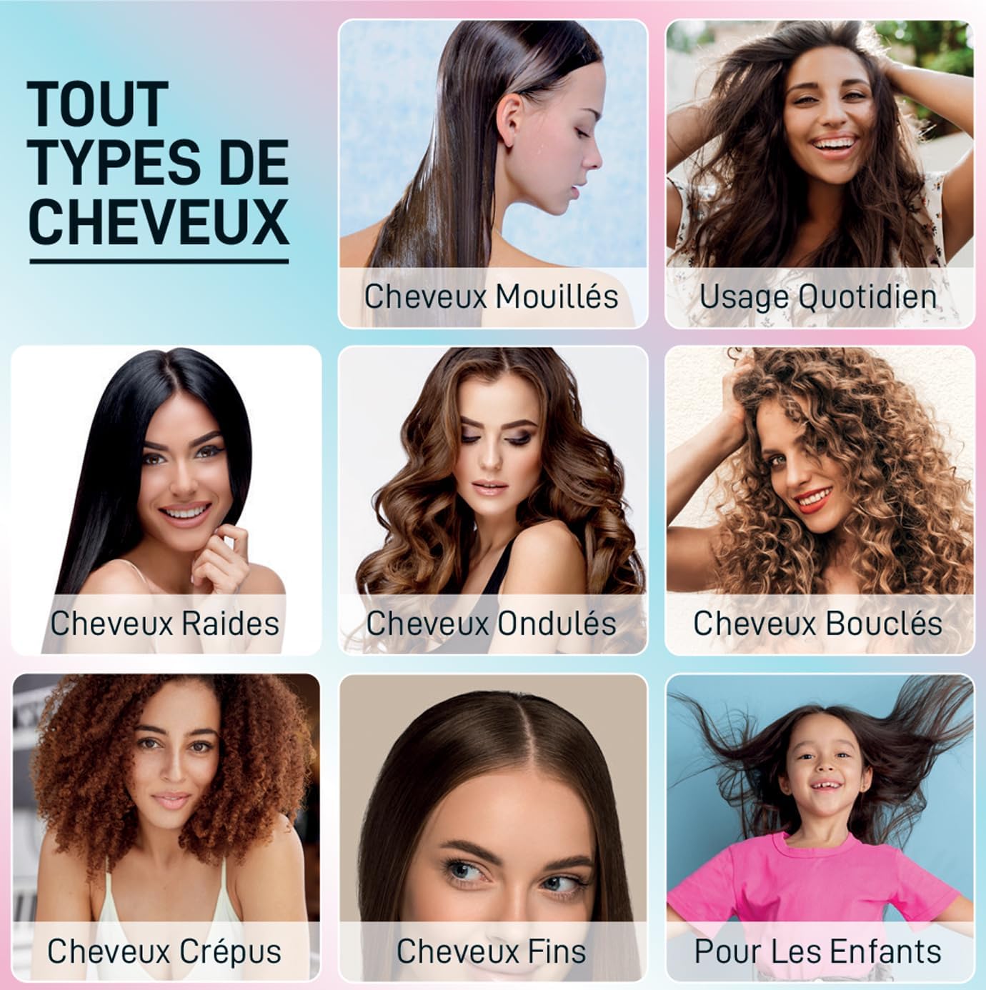 Brosse à cheveux - set 2 pièces - poils de sanglier, rose/violette, démêlage naturel sans larmes