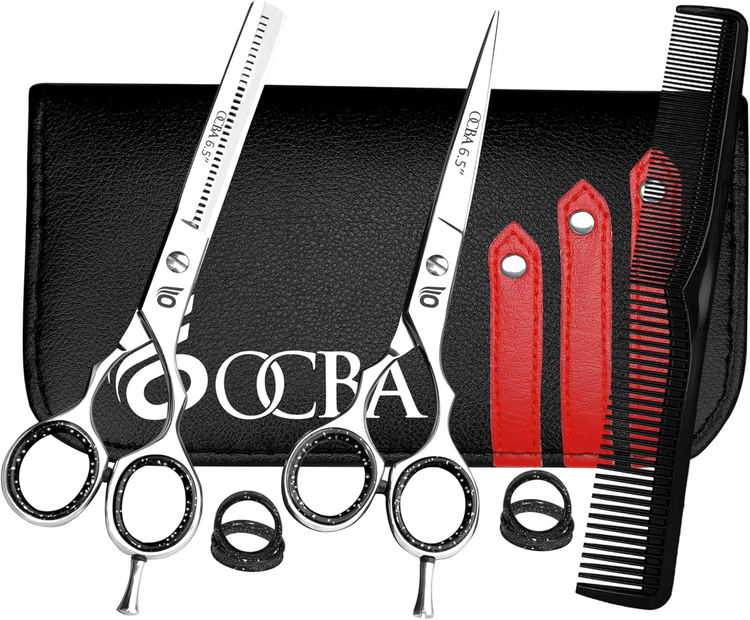 Ciseaux de coiffure - acier inoxydable 6/6,5 pouces - professionnels, noirs japonais