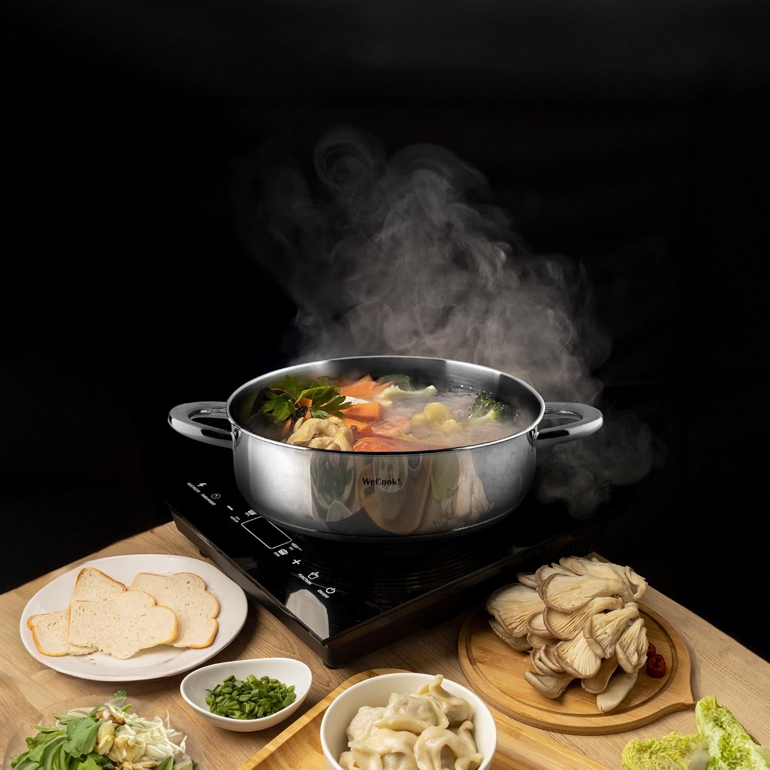 Casserole basse inox avec couvercle - 32 cm - acier inoxydable