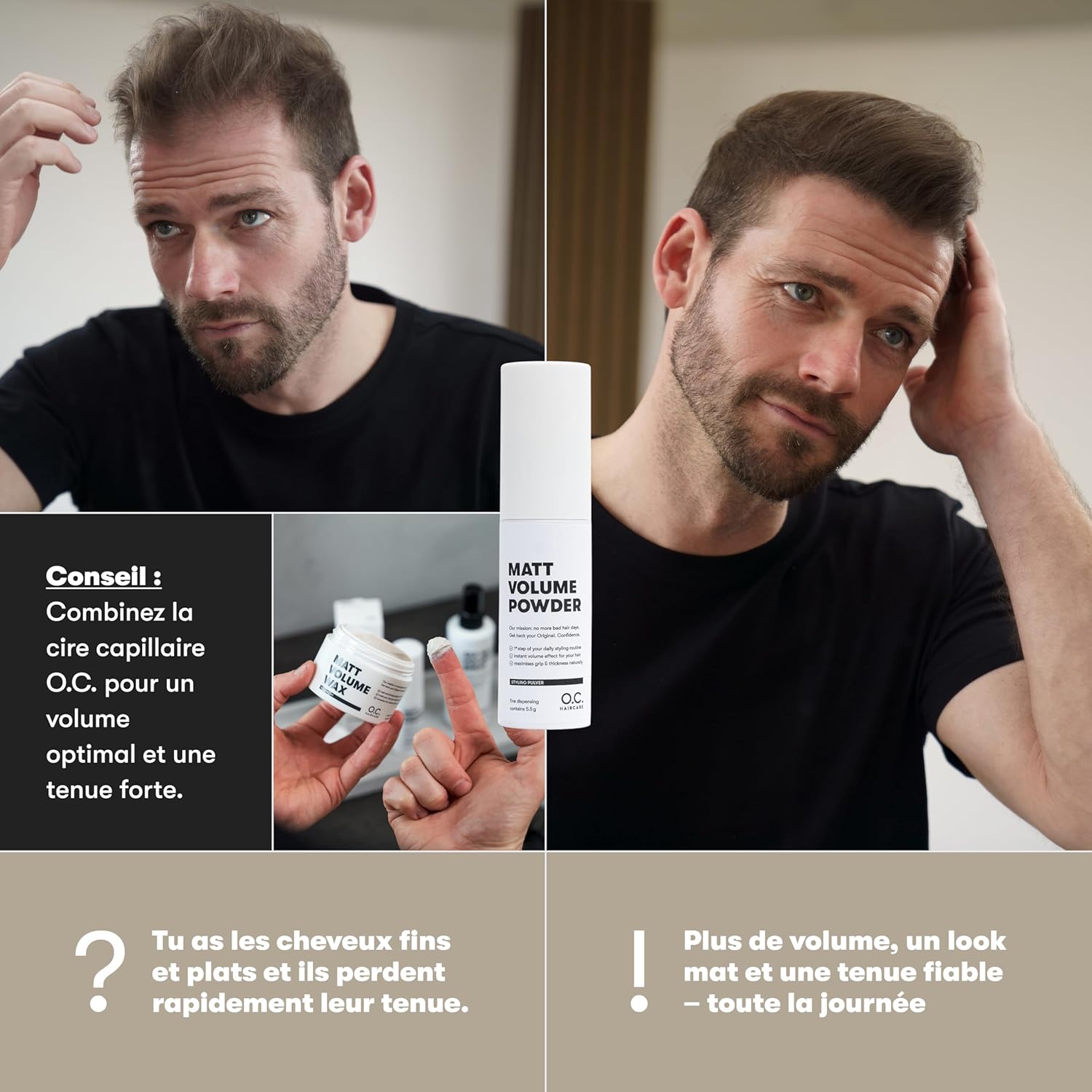 Poudre coiffante - effet mat - volume & tenue cheveux fins - stabilité maximale