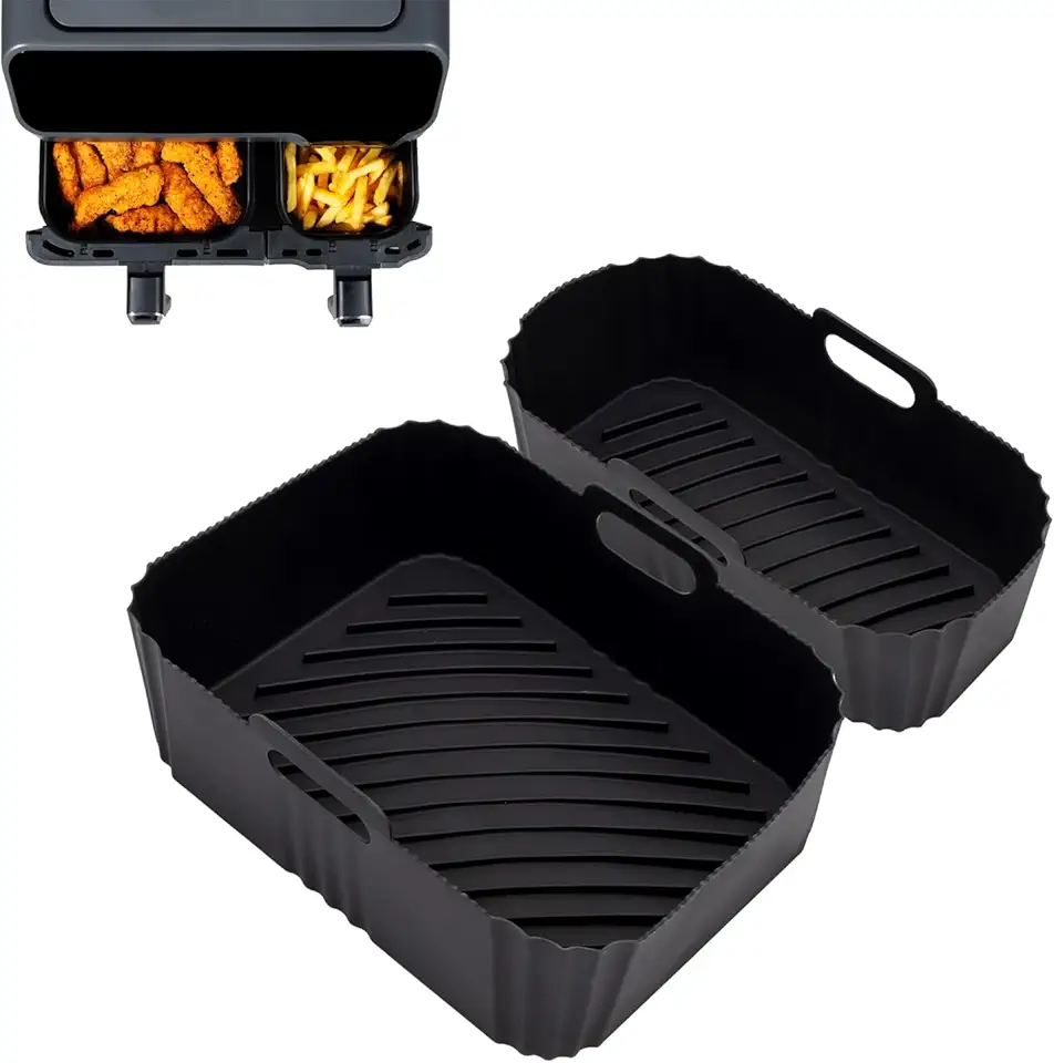 Moule silicone air fryer - compatible Moulinex/Philips/Lakeland - 5,2/3,1L - lot de 2, réutilisable, EZ901820