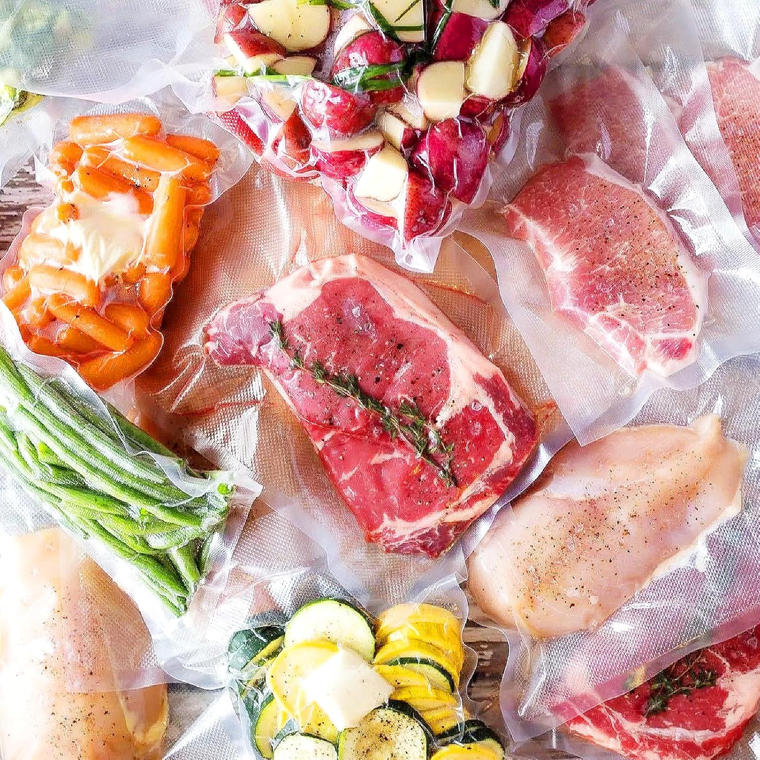 Sac sous vide alimentaire - sachets gaufrés 20x30cm - lot de 100, sans BPA, compatible toutes machines