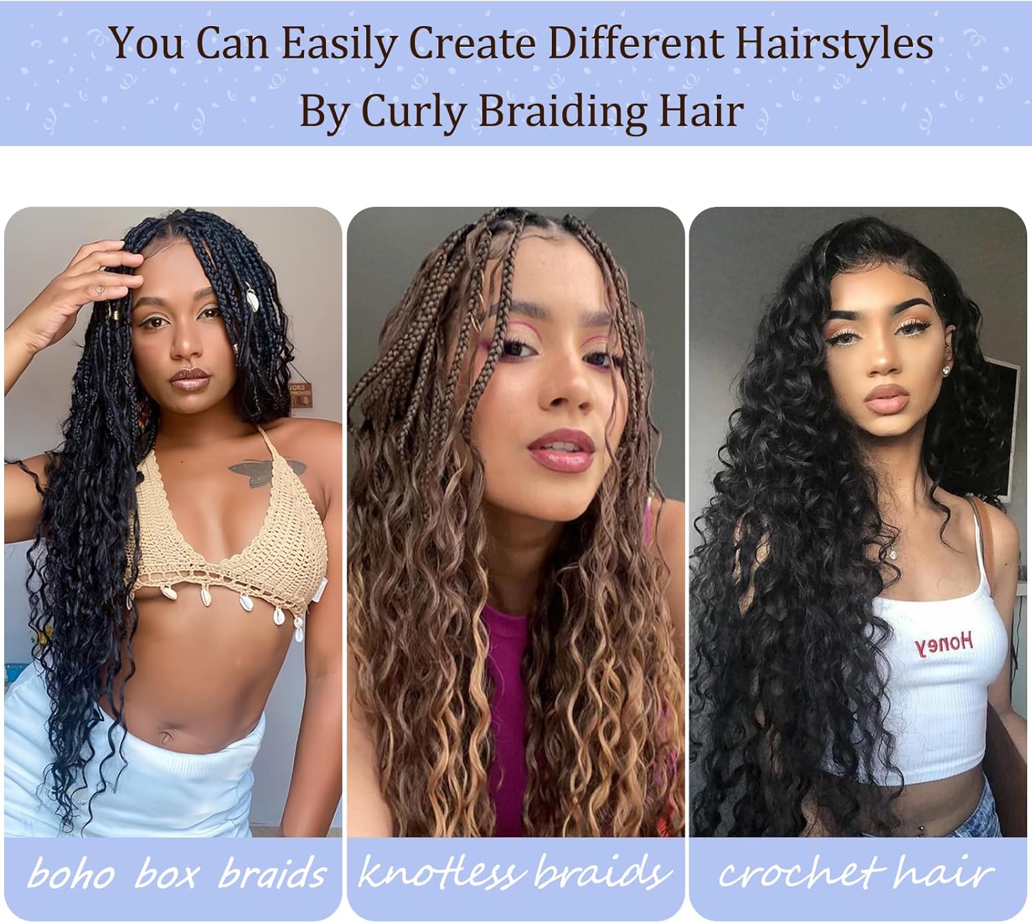 Extensions cheveux - Ocean Wave Deep Wave - 18 pouces - synthétiques bouclés, pack de 3, couleur 30#