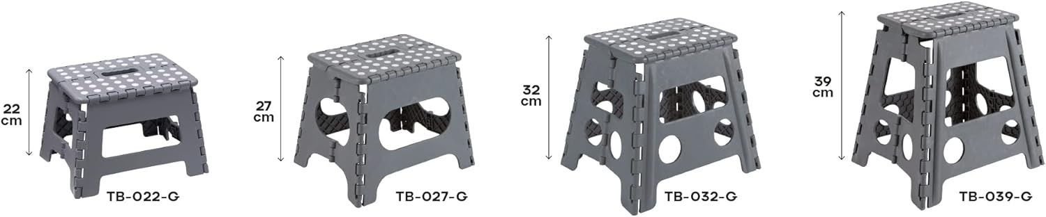 Arregui - Tabouret pliant multiusage, hauteur 27 cm, gris - TB-027-G