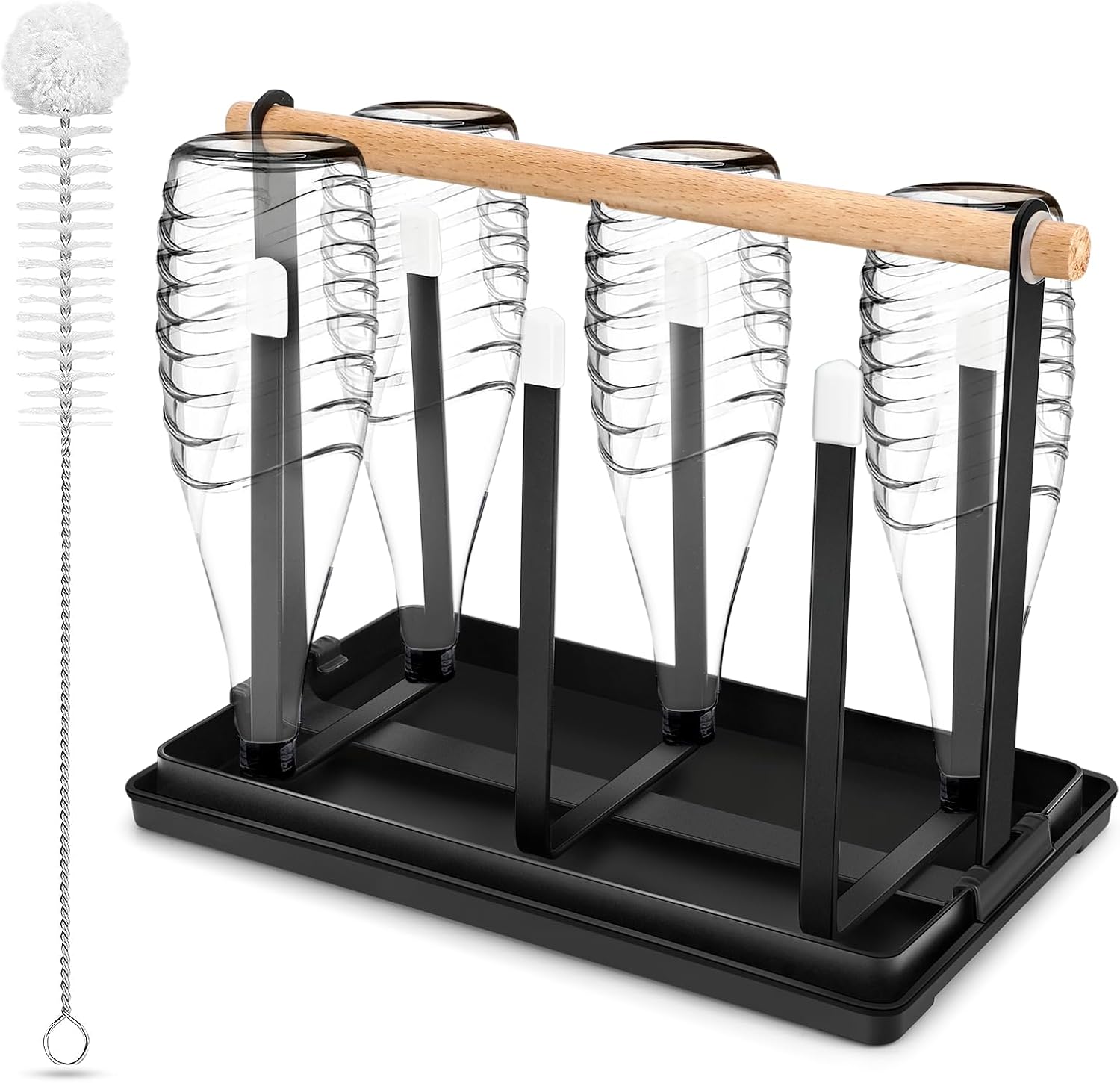 Royouzi - Porte-bouteilles 6 places - bac égouttoir - acier noir