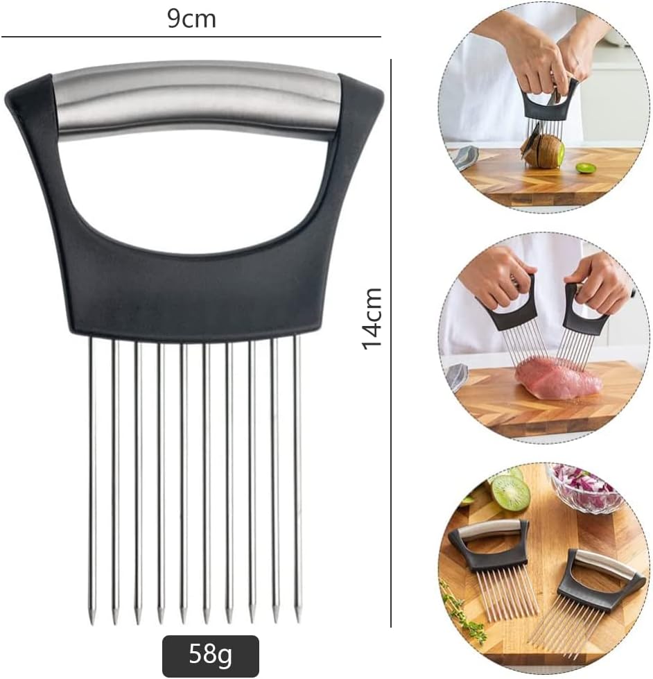 Fourchette à oignon - inox - trancheuse, couteau, ustensile multifonction