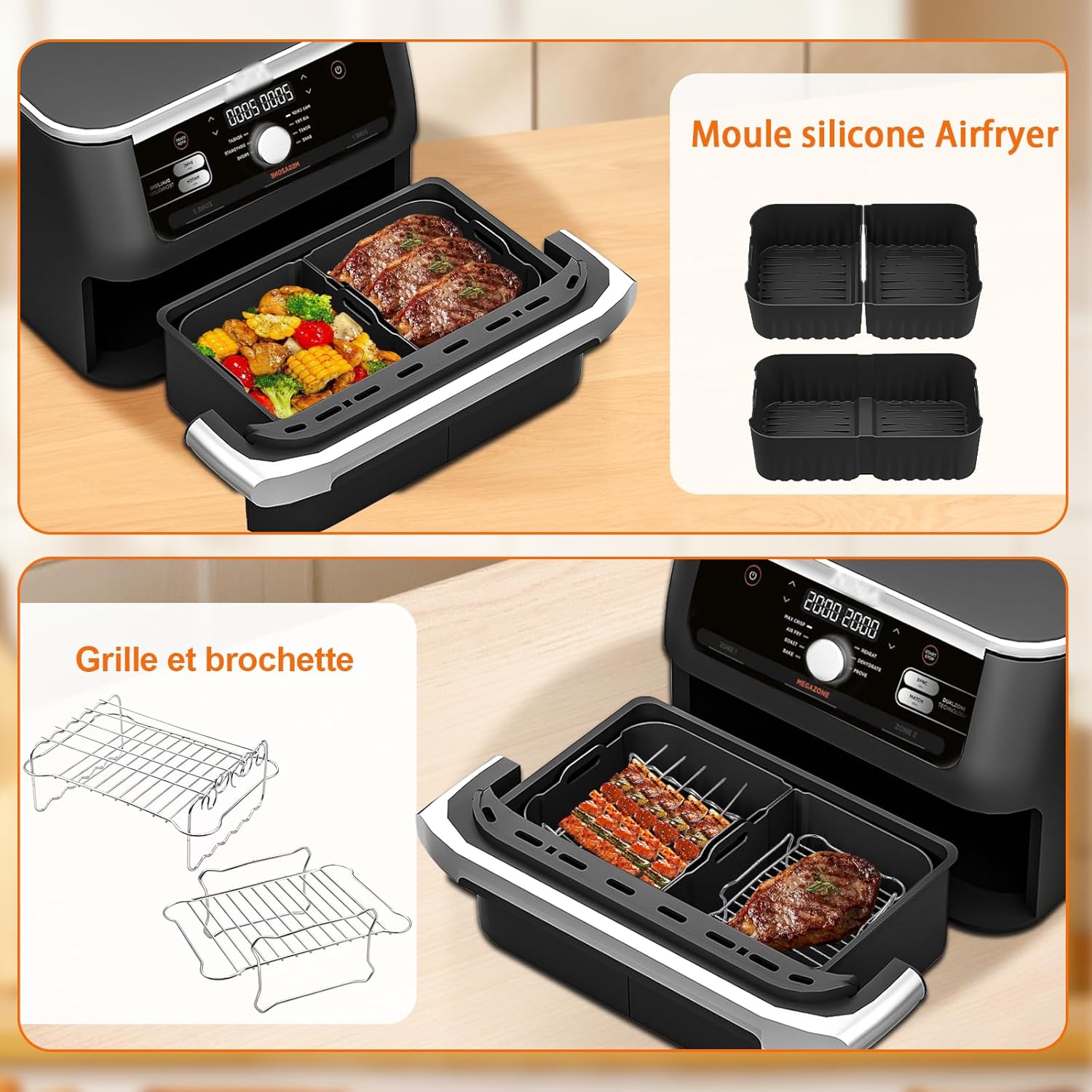 Moule silicone air fryer - compatible Ninja 10,4L - réutilisable - AF500EU