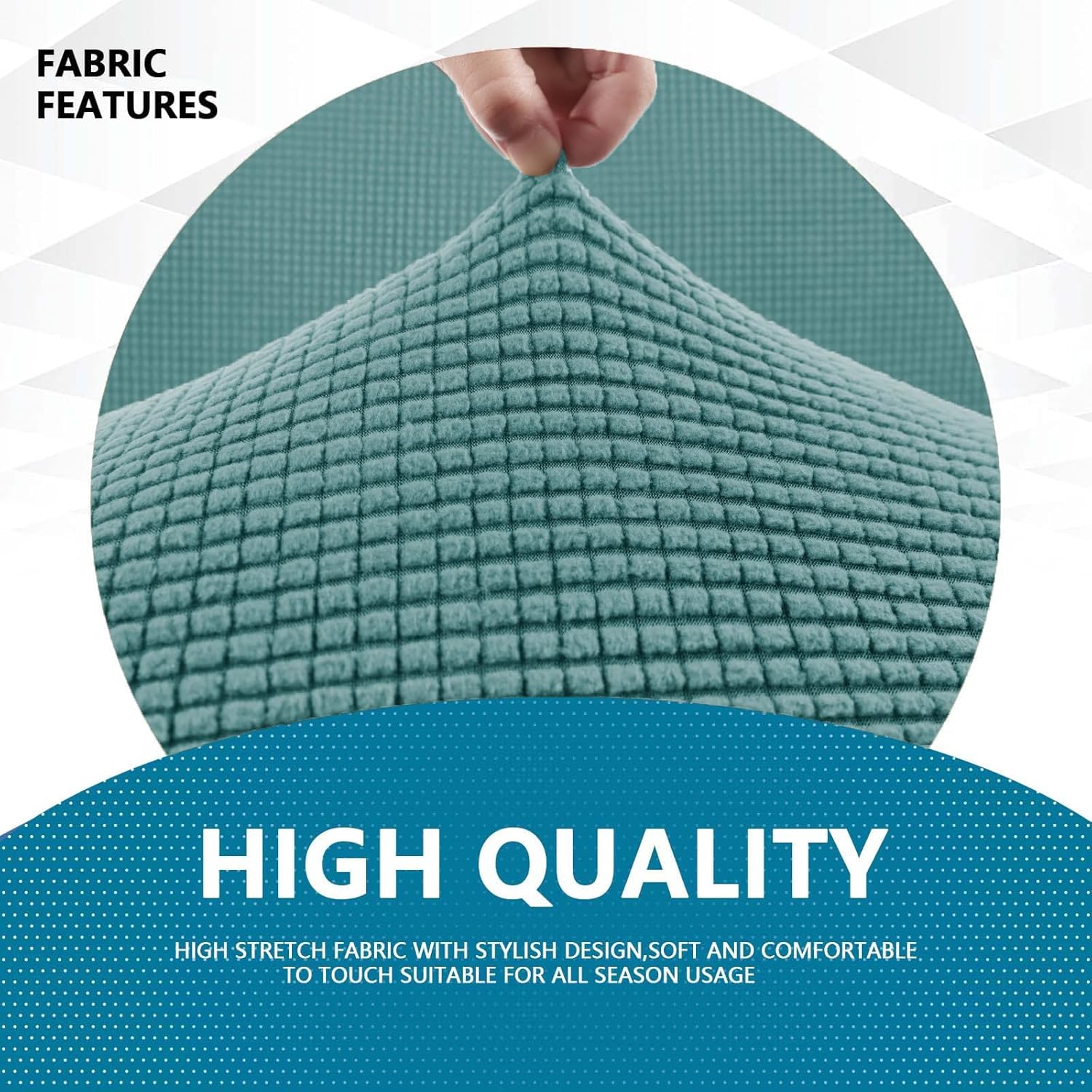 Housse canapé extensible 3 places - accoudoirs - anti-glisse, lavable, bleu clair