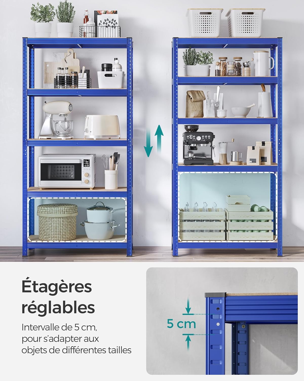 SONGMICS - étagère 5 niveaux - 40x90x180 cm - 875kg, planches réglables, style industriel, GLR040Q02