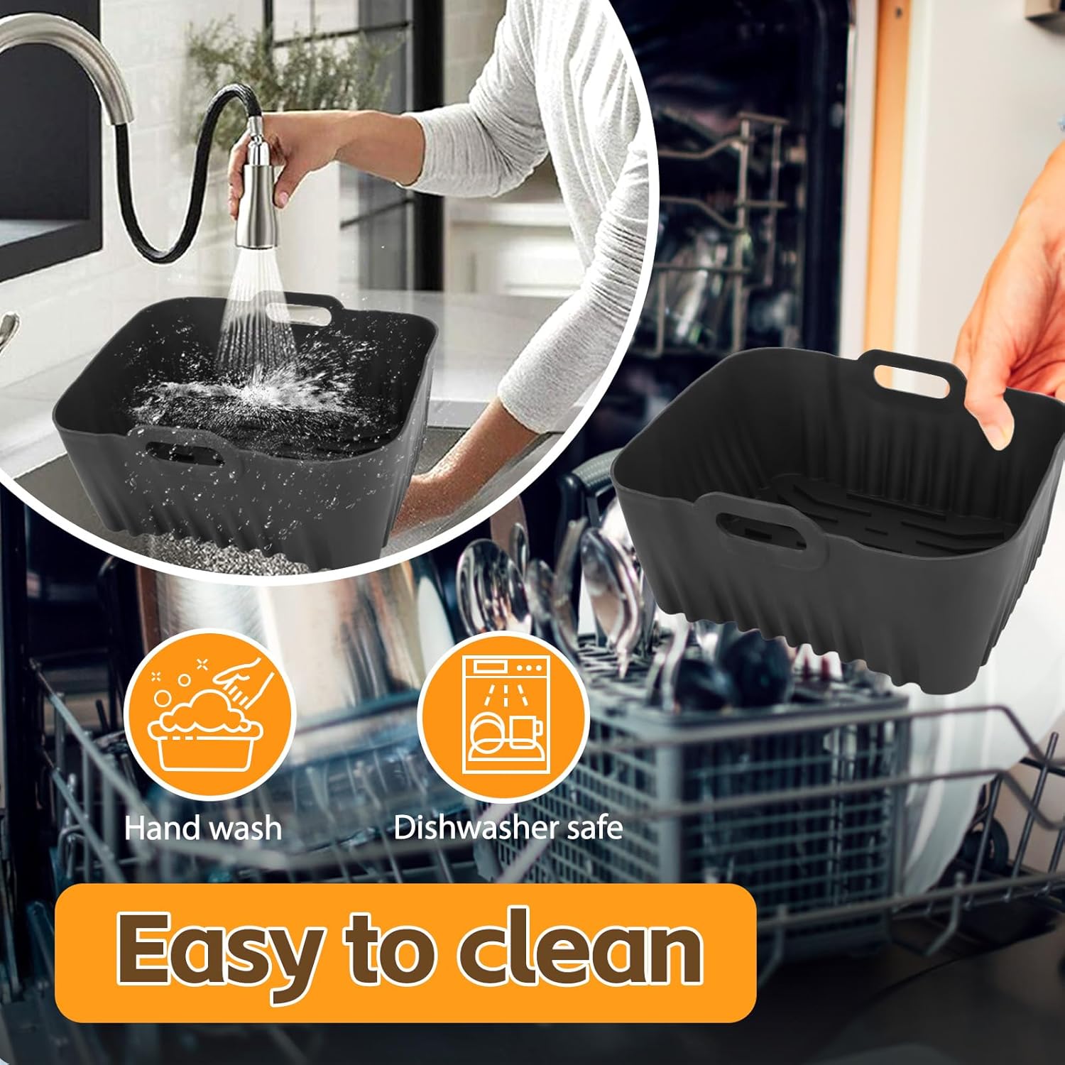 Moule silicone friteuse - grande capacité 11L, 2 compartiments, réutilisable, pour Tefal/Moulinex EZ942BF0/EY942BE0