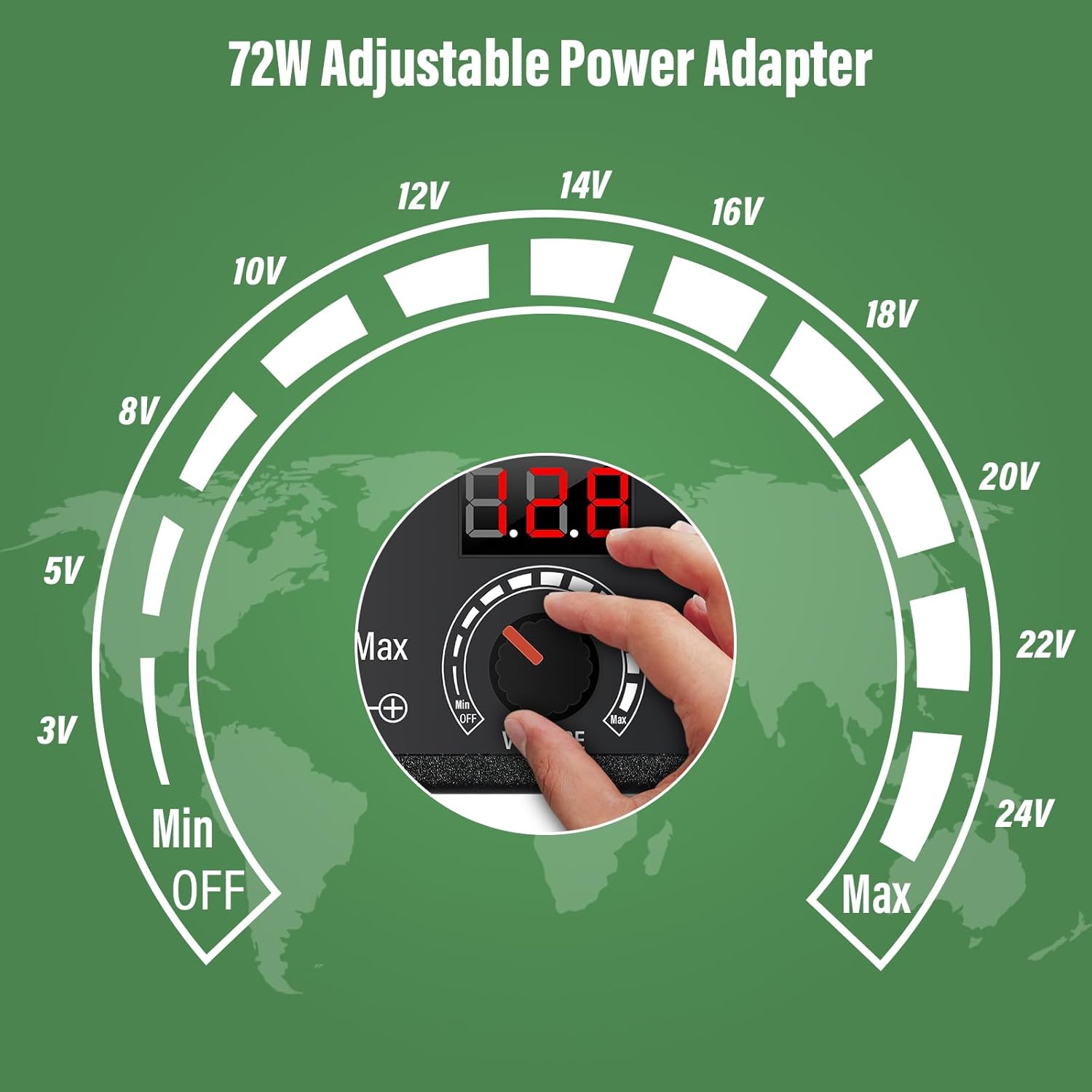 Alimentation universelle - 72W, 24V - 14 embouts, polarité inversée, 3000mA max