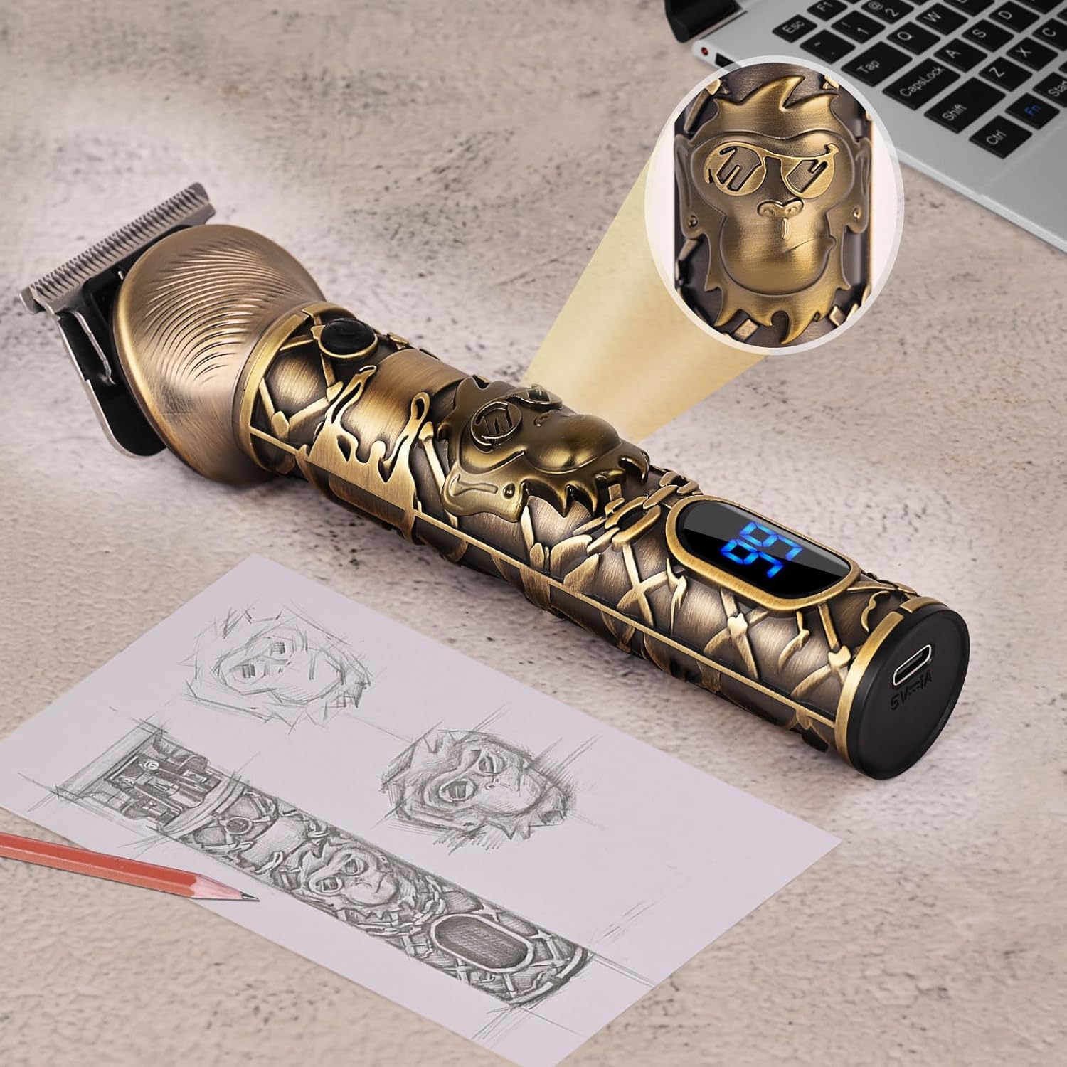 Tondeuse barbe homme – sans fil, rechargeable, lame en T, multi-usage, kit complet, idéal famille