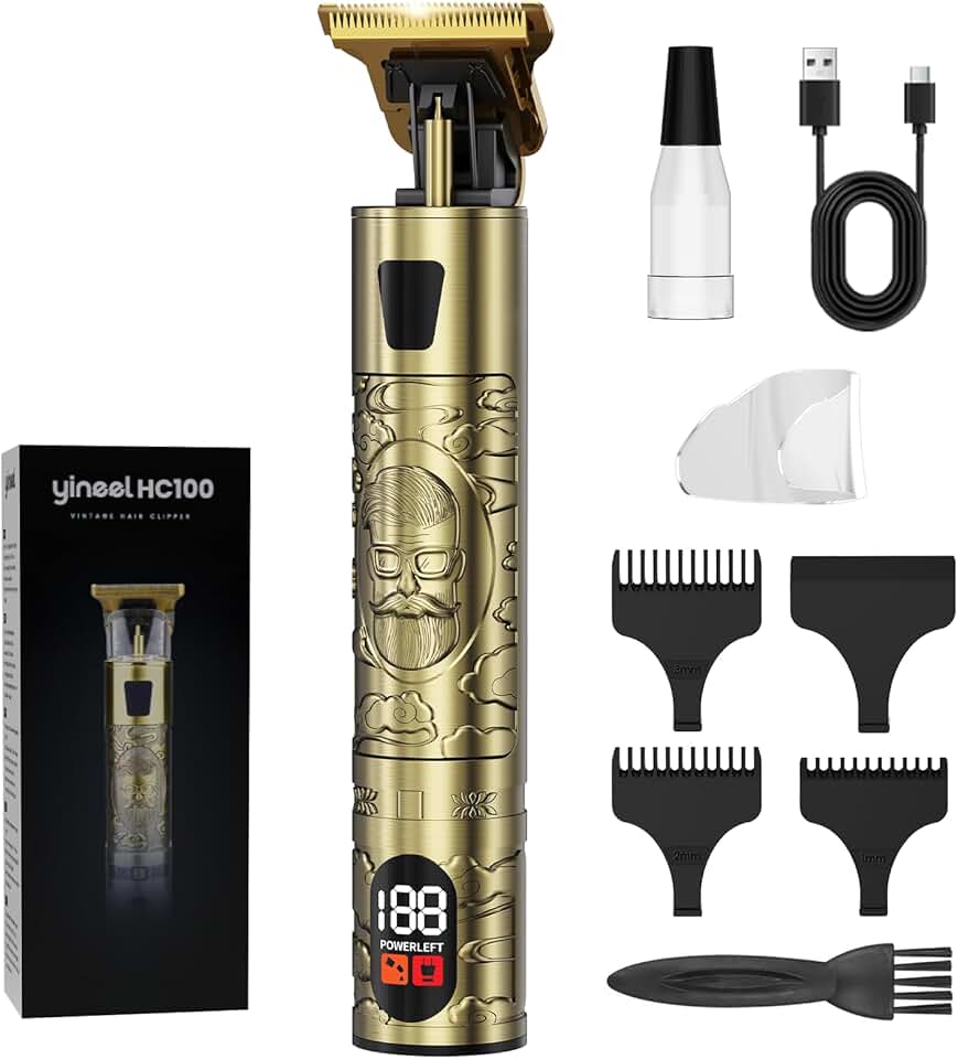 Yineel - Tondeuse HC100 - lame T, écran LCD, Type-C, précision, HC100