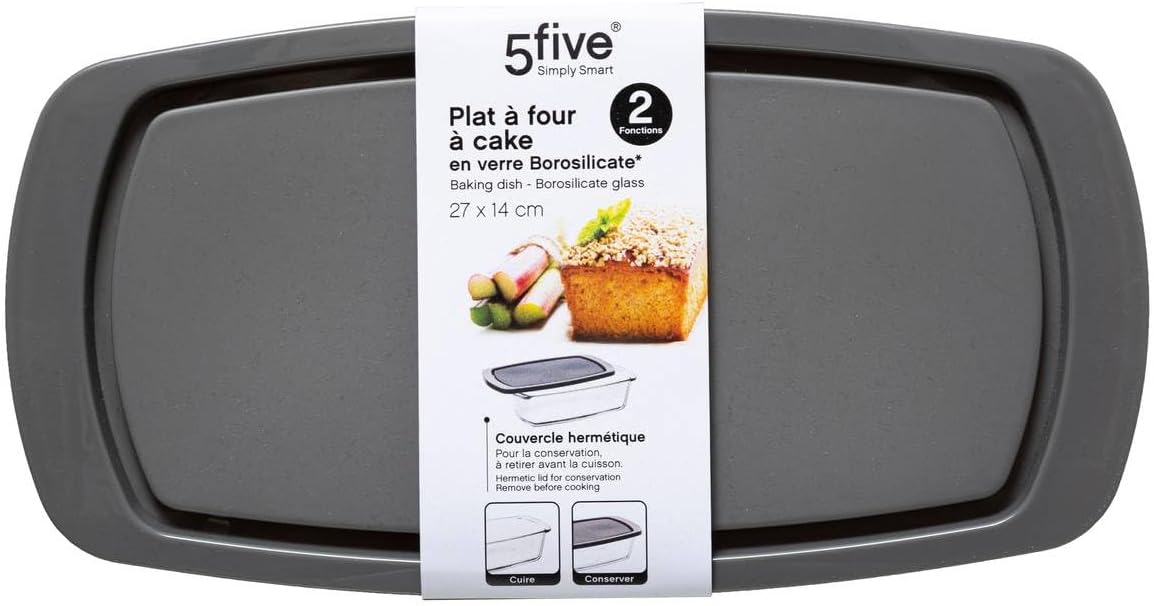 Plat à cake en verre – 27x14 cm – couvercle inclus – transparent