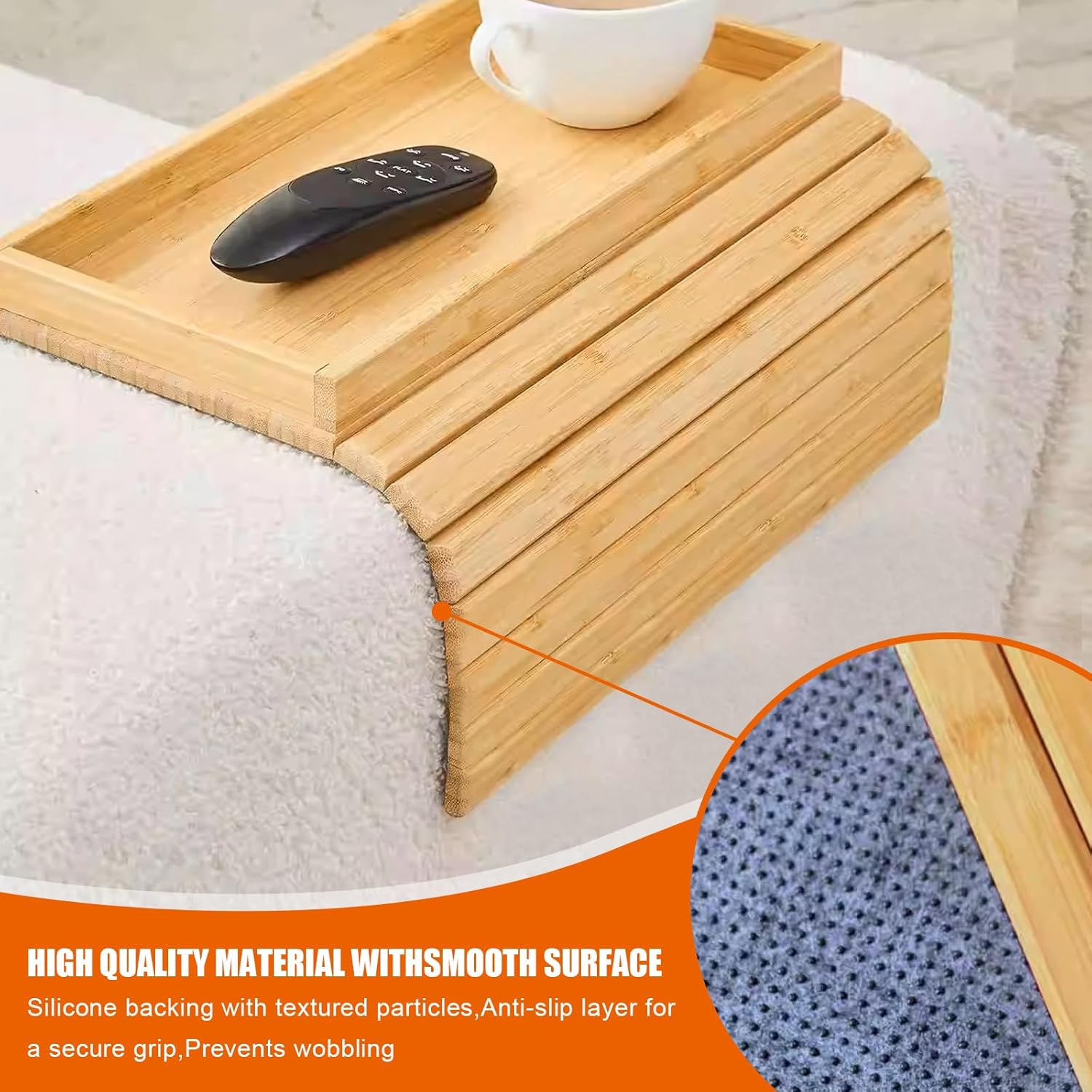 Plateau d'accoudoir bois pliable, antidérapant, multi-usage, 40x25cm