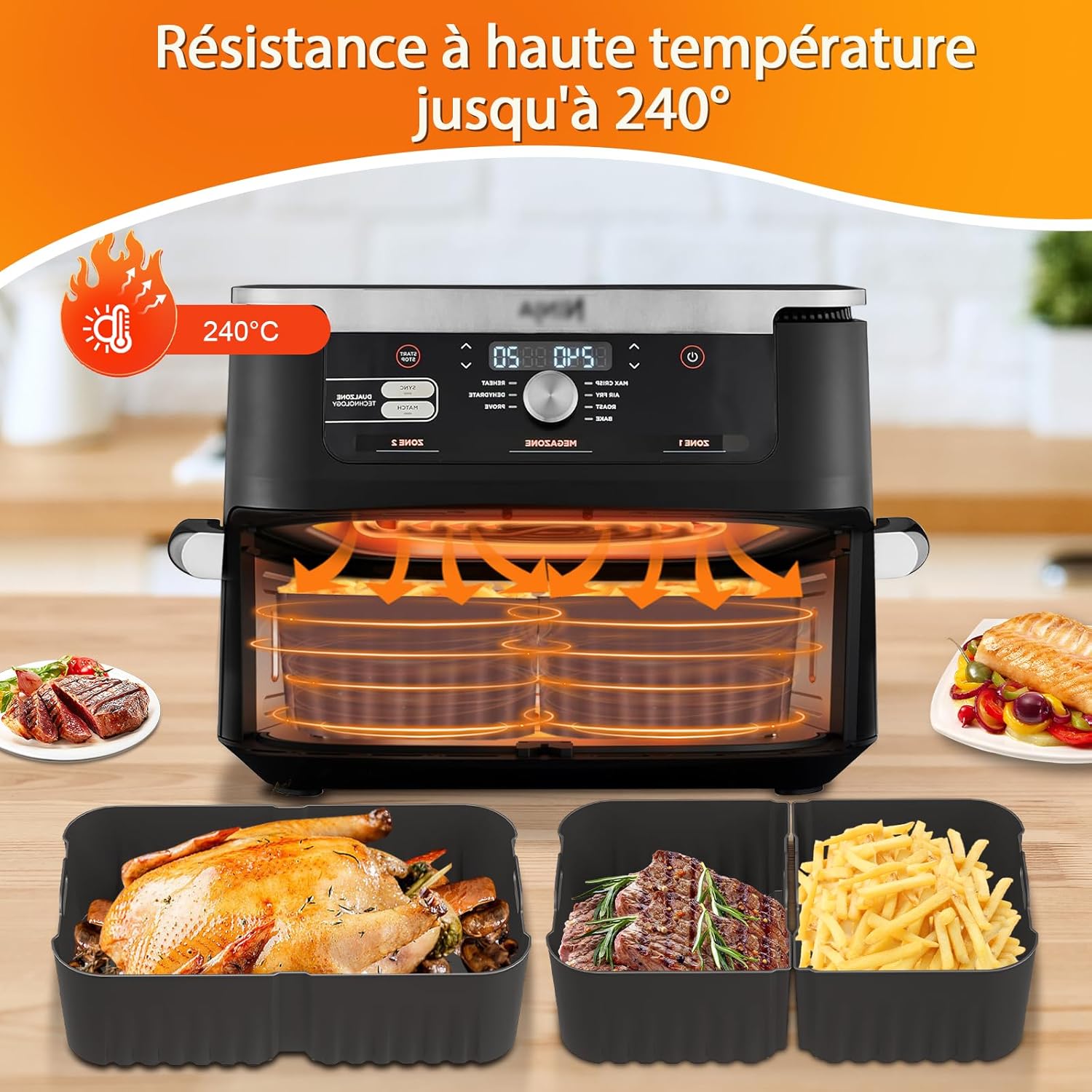 Moule silicone air fryer - 10.4L - réutilisable, idéal familles et fêtes - AF500EU