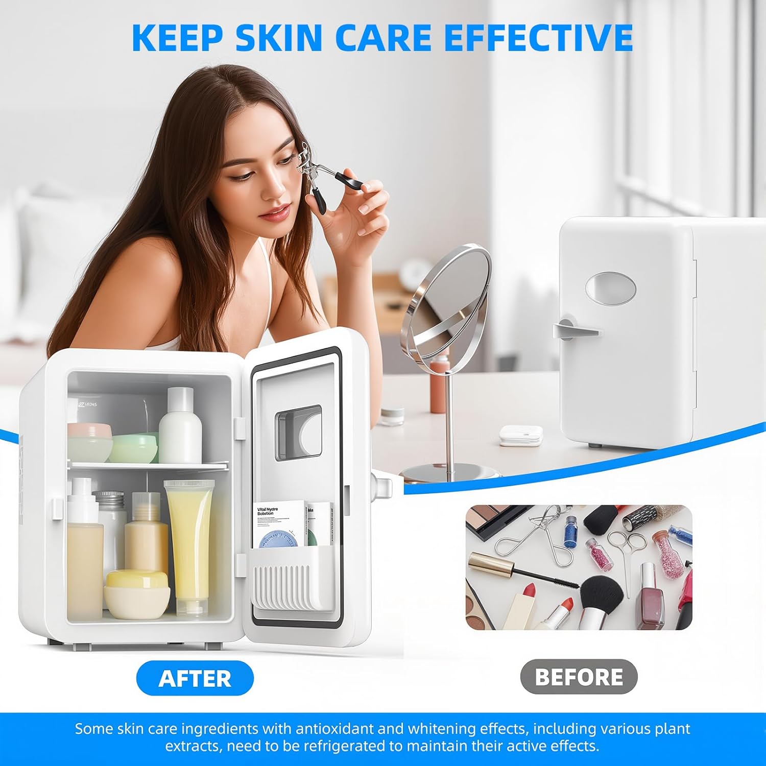 Mini frigo - 4L/6 canettes - compact, portable, bureau, voiture - CGA1