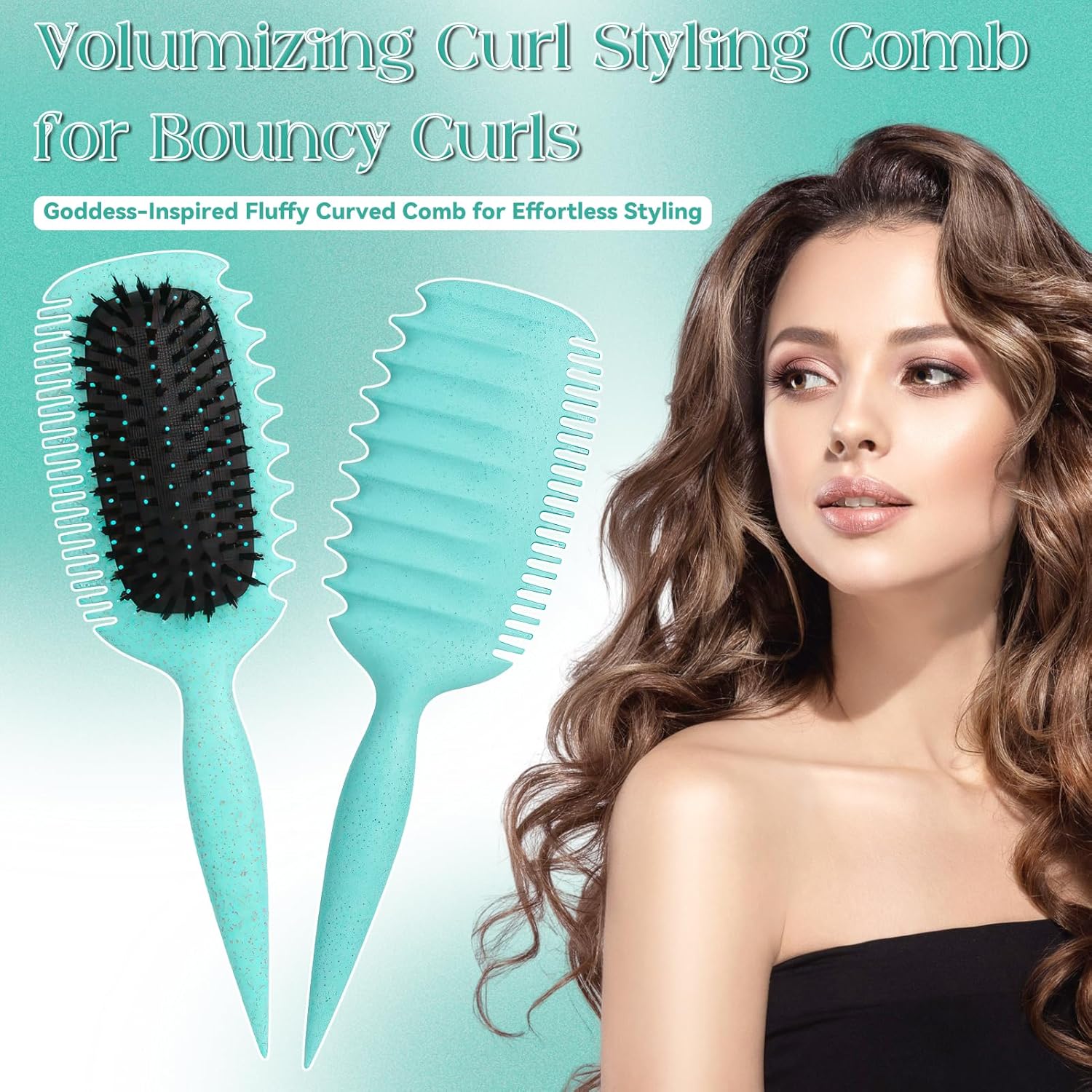 Brosse à boucler - cheveux démêlage doux - poignée ergonomique - antistatique, pour toute la famille