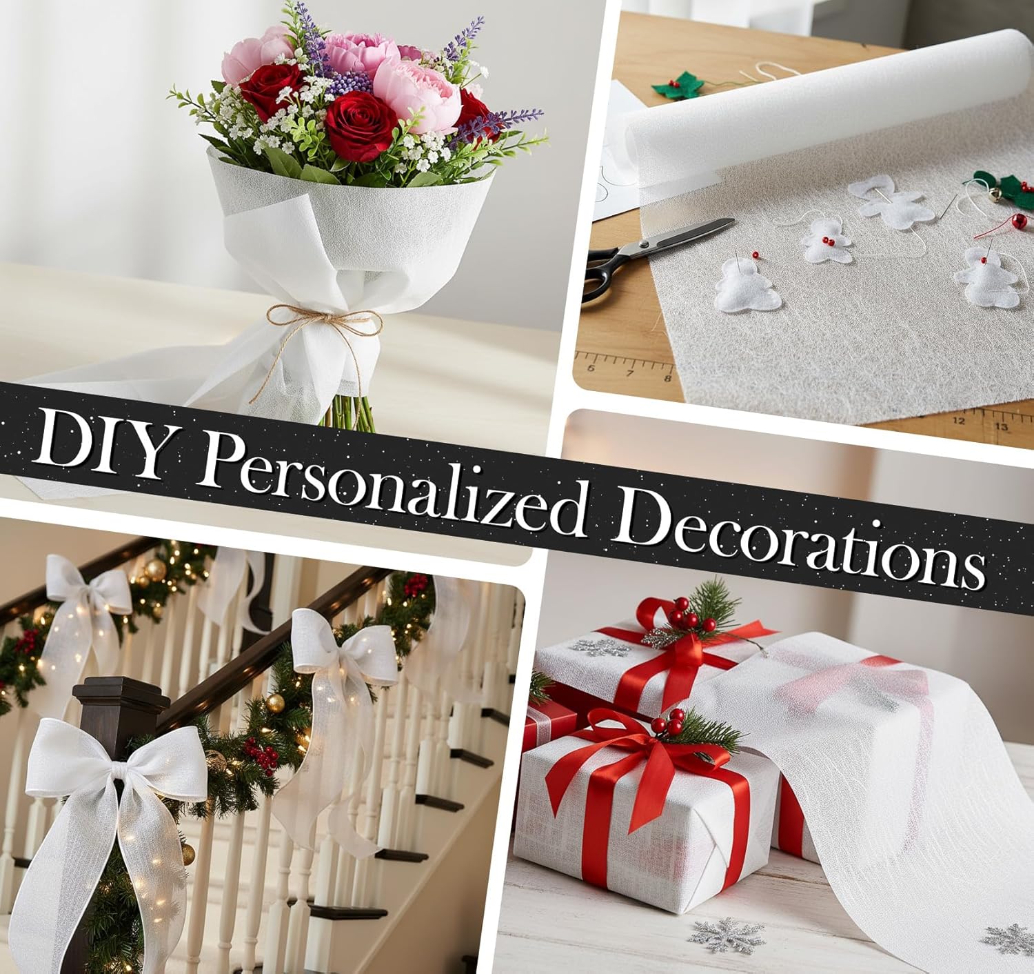 Chemin de table - blanc non-tissé - 30m x 23cm - déco Noël, mariage