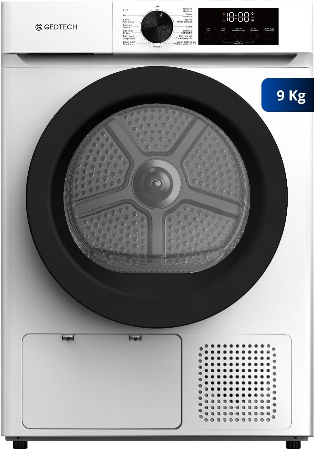 GEDTECH - sèche-linge pompe à chaleur 9 kg L60cm 16 programmes SL9HPE