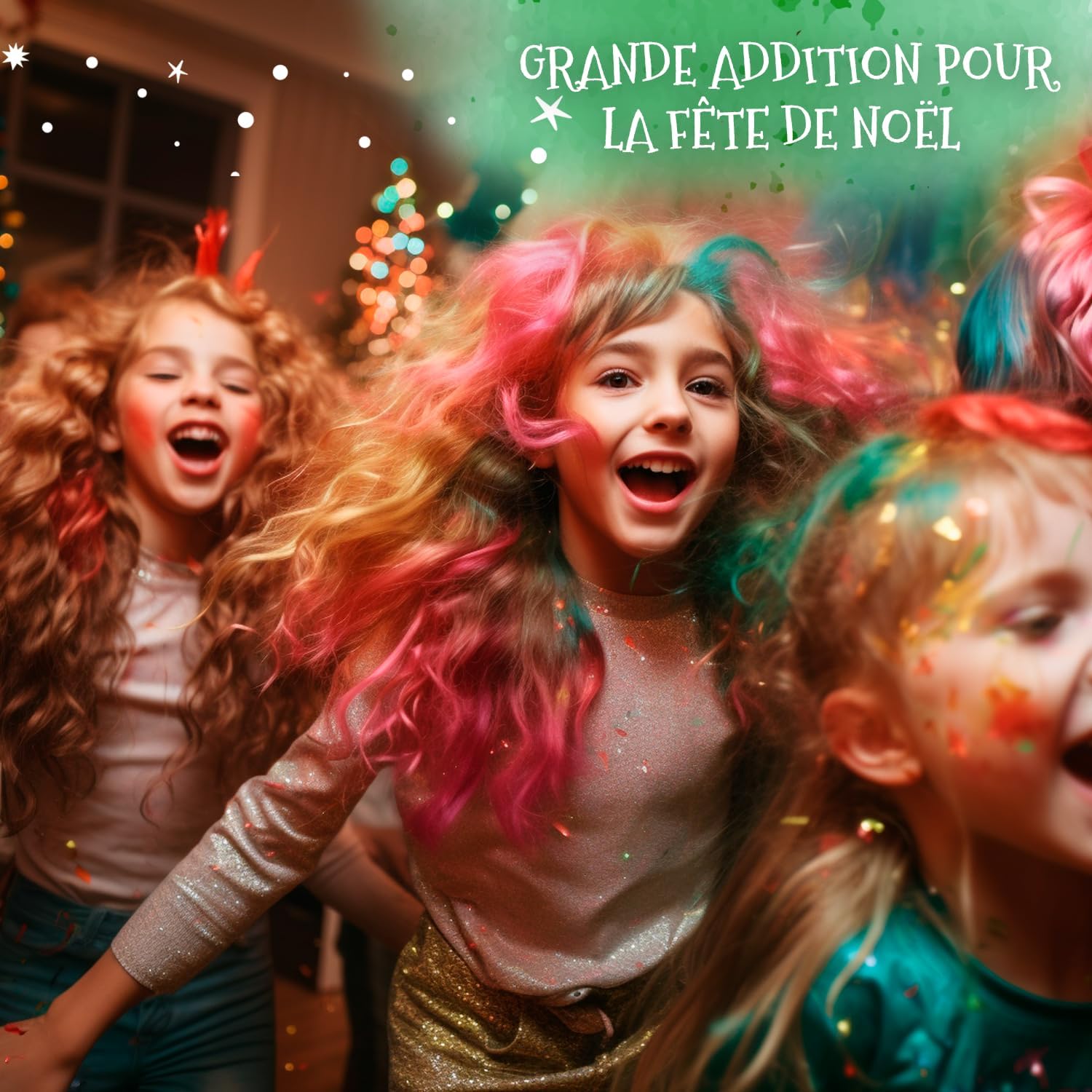 Magicat - Peigne à craie cheveux 10 couleurs, lavable, 5 élastiques