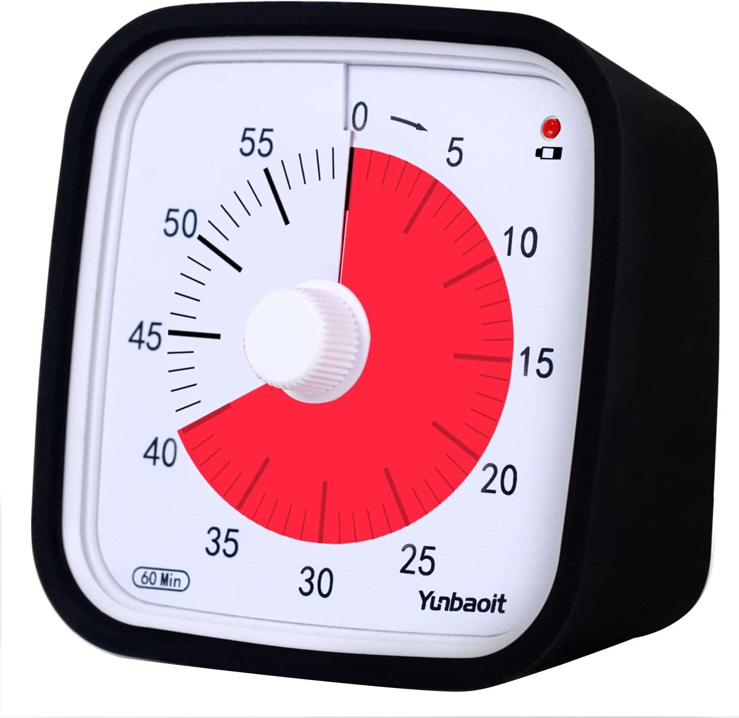 Yunbaoit - Minuteur Visuel - 60 min - silencieux, étui, rappel batterie