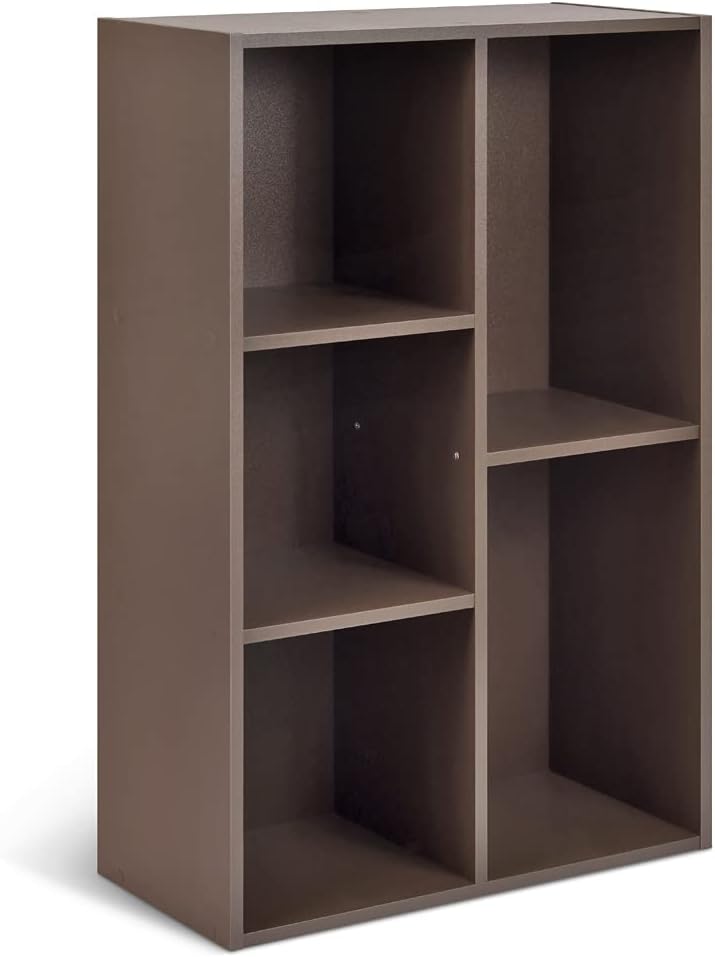 maxii-dealz Basics - bibliothèque cubique 5 compartiments 23.5x49.5x80cm - marron expresso